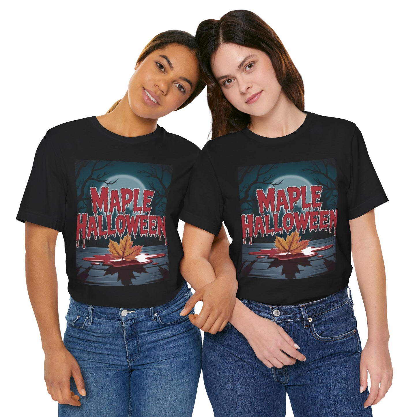 Maple Halloween Tee - Spooky Unisex Jersey Short Sleeve T-Shirt for Autumn Celebrations, Halloween Parties, Fall Fashion, Unique Gift