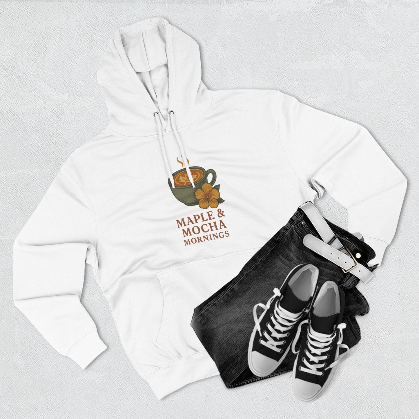 Cozy Maple & Mocha Fleece Hoodie, Perfect for Mornings, Autumn Fashion, Casualwear, Gift for Coffee Lovers