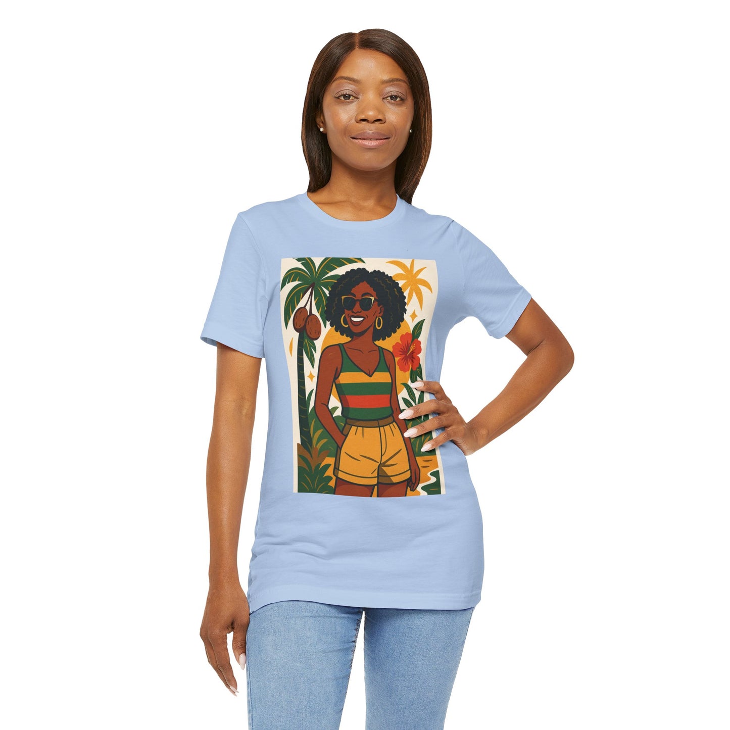 Tropical Graphic Tee for Summer Vibes, Beach Wear, Vacation Style, Graphic T-Shirt for Women, Summer Gift, Casual Outfit