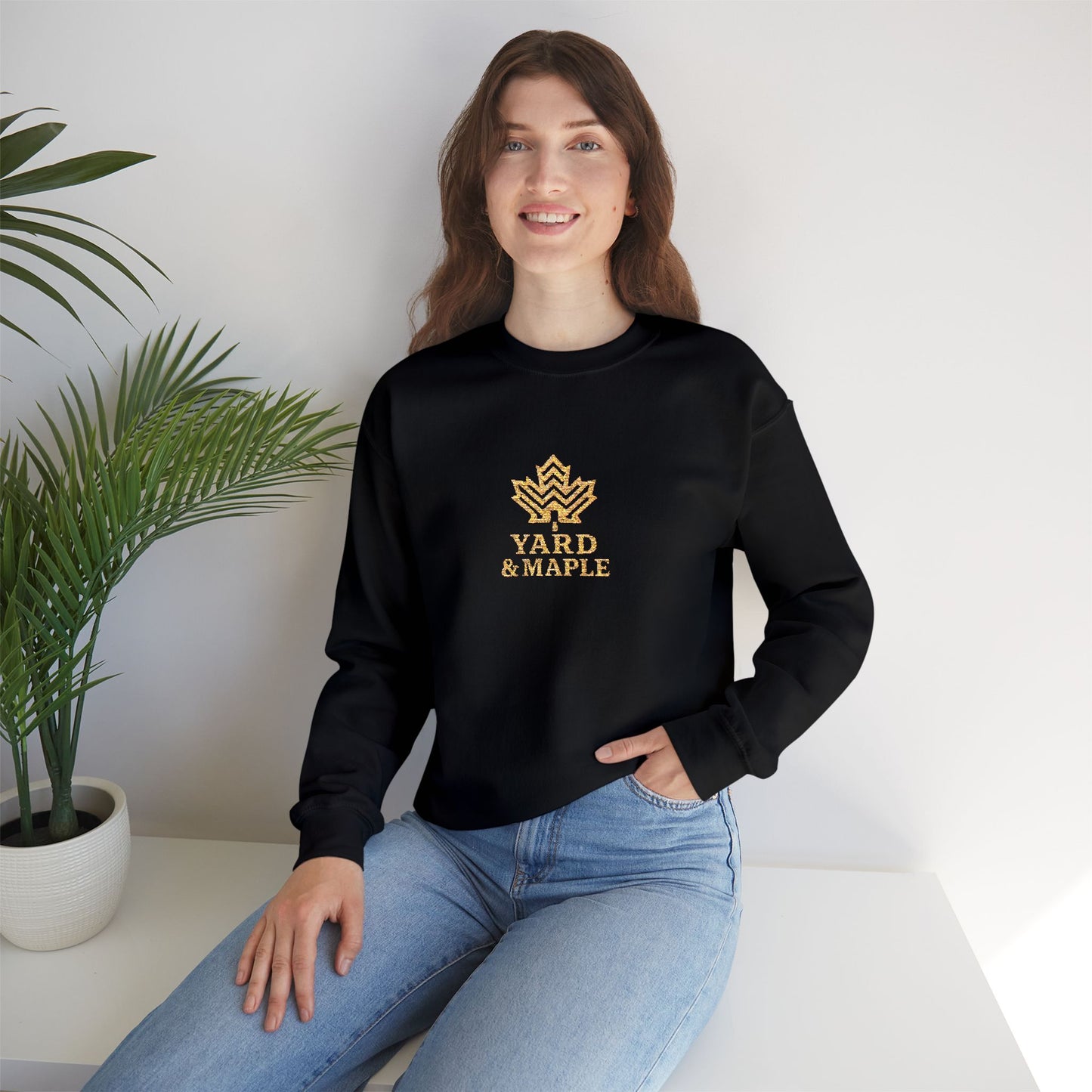 Cozy Unisex Crewneck Sweatshirt with Embroidered Leaf Design, Perfect for Fall, Thanksgiving, Casual Outings, Friends and Family Gatherings, Gifts