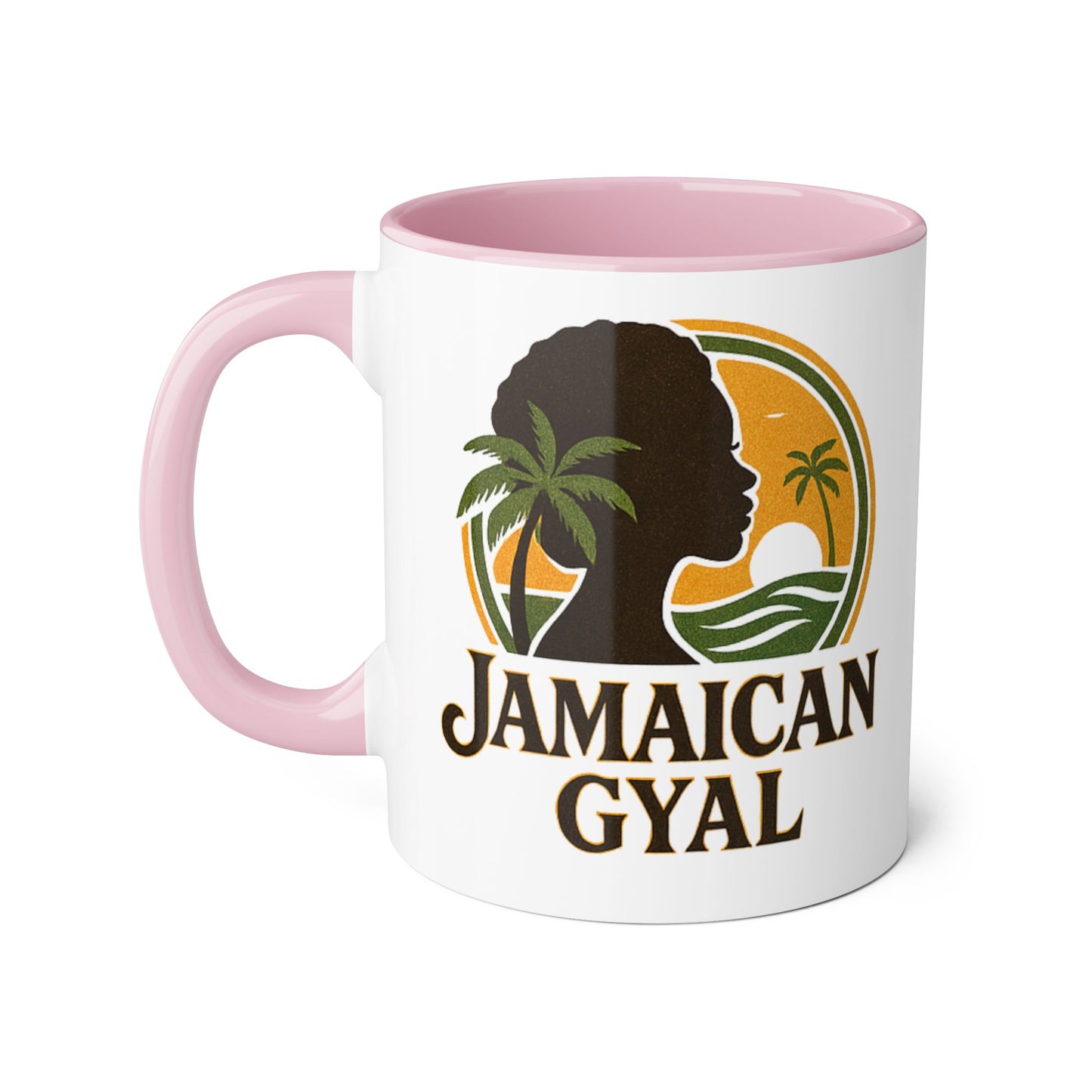 Jamaican Gyal Accent Mug, 11oz Coffee Cup, African Heritage Gift, Tropical Drinkware, Caribbean Inspiration, Black Woman Art