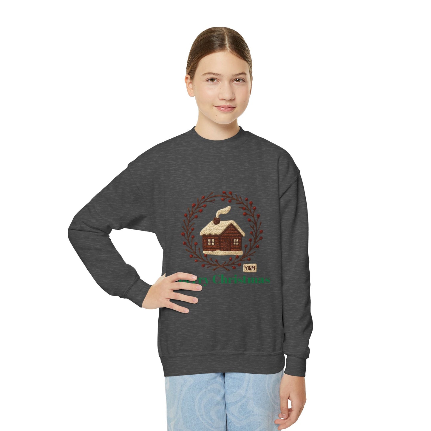 Christmas Youth Crewneck Sweatshirt, Holiday Gift, Cozy Winter Sweater, Festive Christmas Apparel, Toddler Sweatshirt