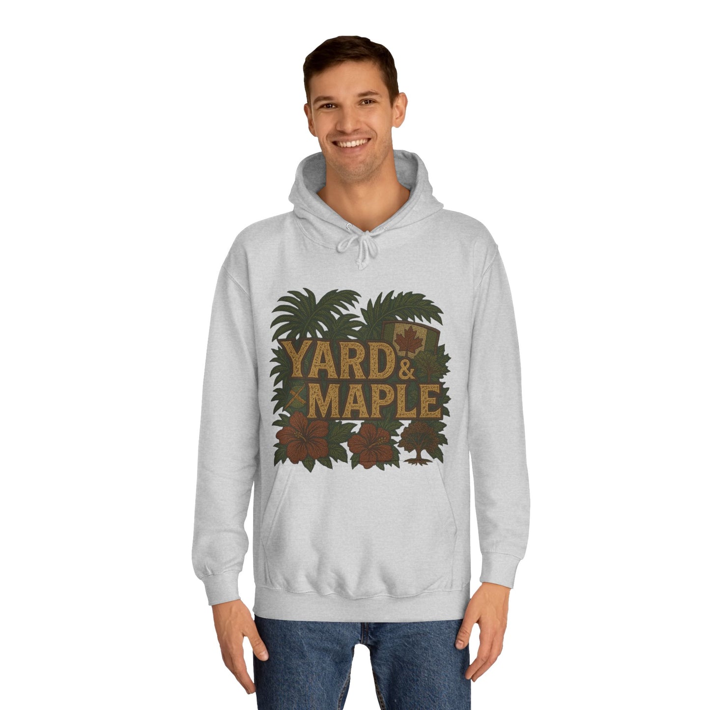 Cozy Unisex College Hoodie - Yard & Maple, Casual Wear, Student Gift, Outdoor Activity Sweater, Fall Fashion