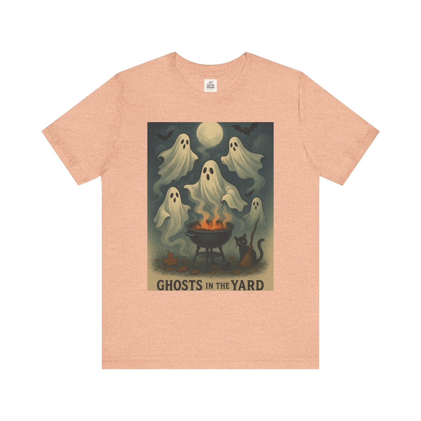 Ghosts in the Yard Tee - Spooky Unisex Short Sleeve Shirt, Halloween Shirt, Ghost Design, Casual Halloween Wear, Gift for Ghost Lovers