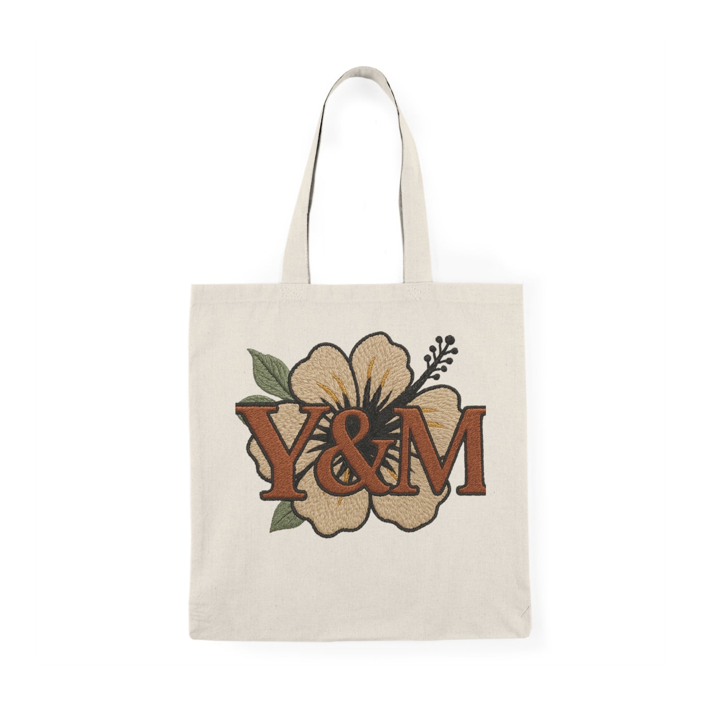 Natural Floral Tote Bag, Eco-Friendly Shopping Bag, Monogram Canvas Tote, Beach Bag, Gift for Her, Spring Decor
