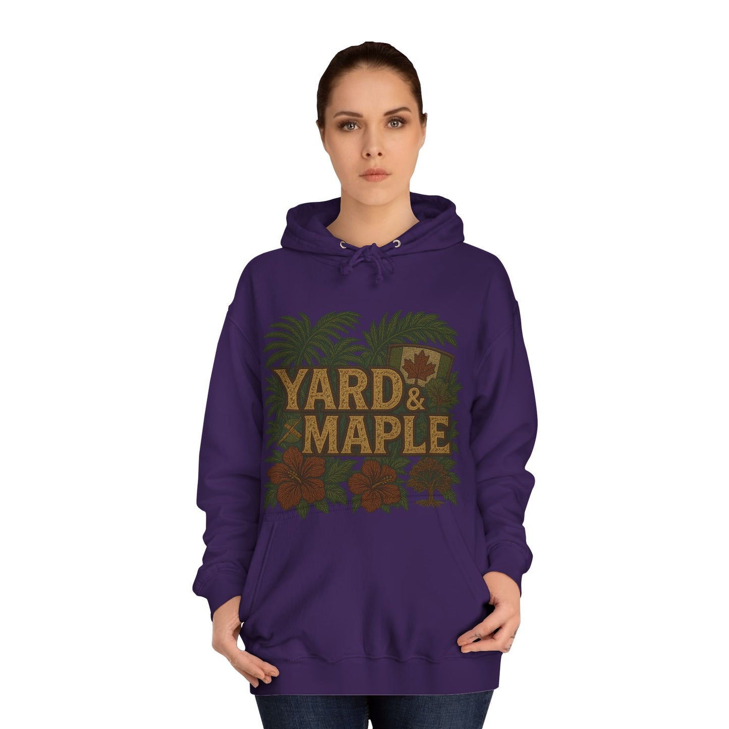 Cozy Unisex College Hoodie - Yard & Maple, Casual Wear, Student Gift, Outdoor Activity Sweater, Fall Fashion