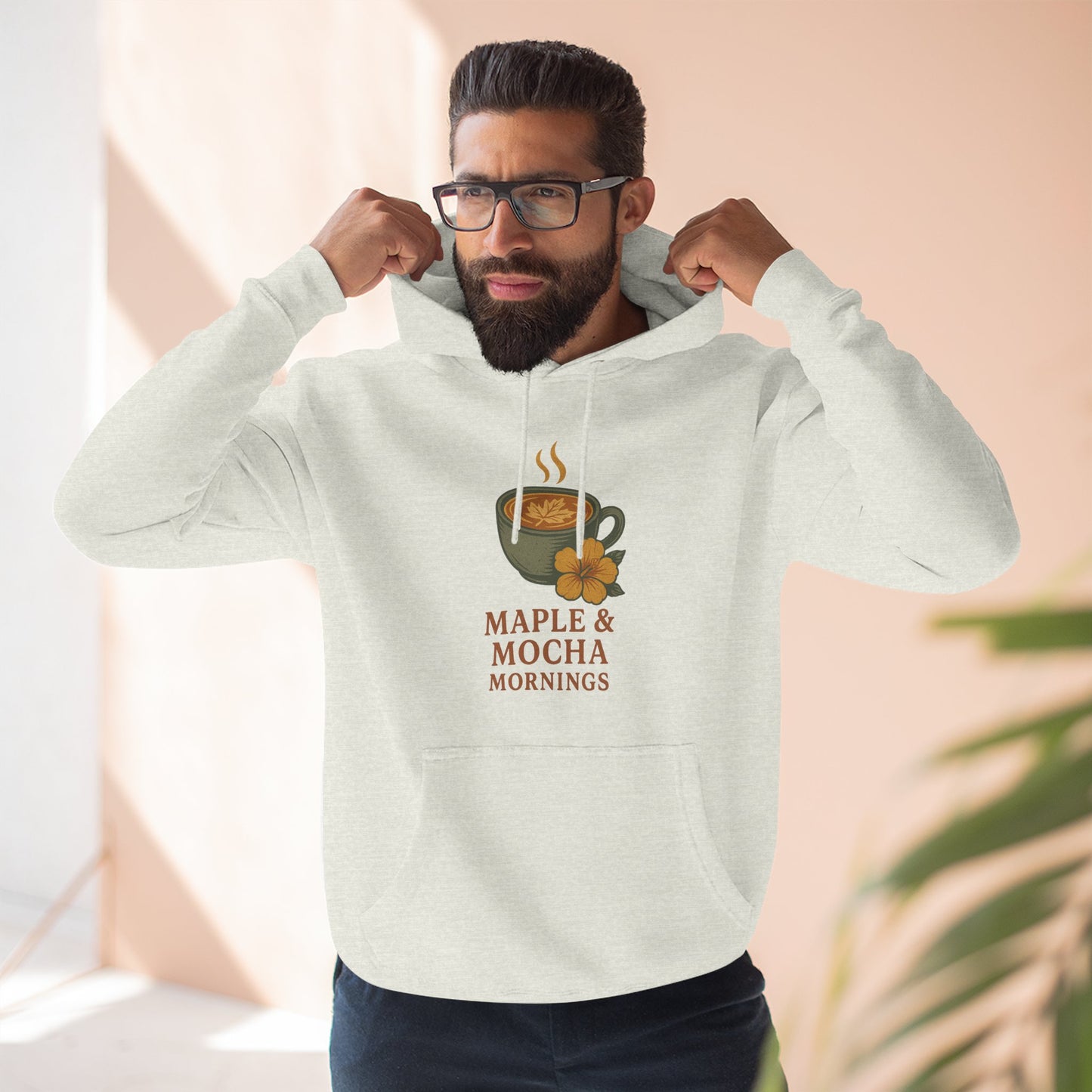 Cozy Maple & Mocha Fleece Hoodie, Perfect for Mornings, Autumn Fashion, Casualwear, Gift for Coffee Lovers