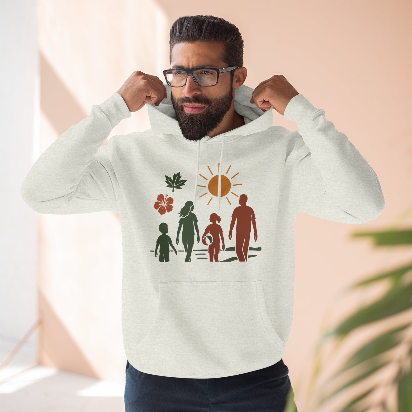 Family Bonding Three-Panel Hoodie, Cozy Family Artwork Fleece, Casual Family Gatherings Sweatshirt, Family Love Hooded Top, Gift for Parents