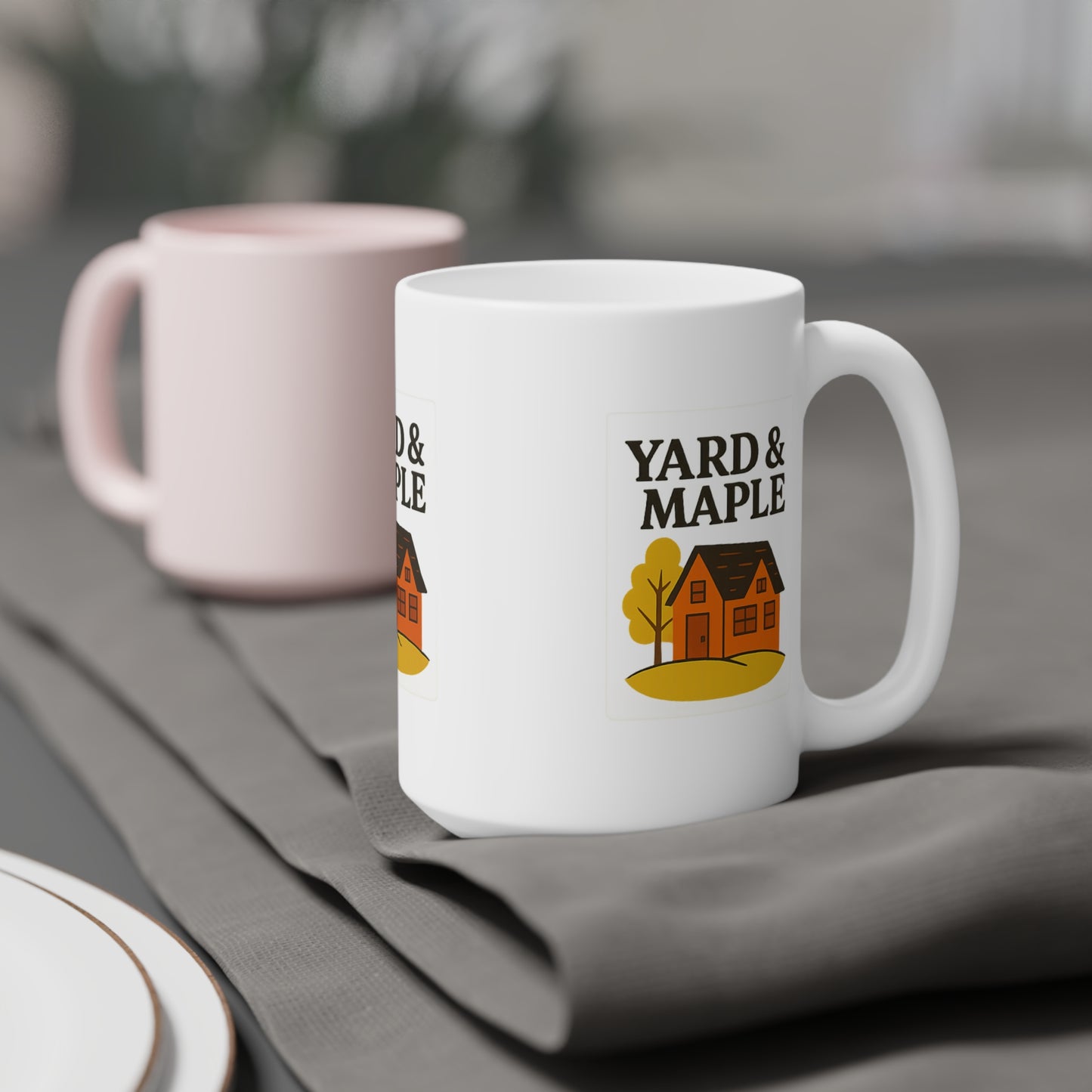Cozy Home Ceramic Mug, Yard & Maple Design, Perfect Gift for Homeowners, Autumn Decor, Coffee Lovers, Housewarming Present