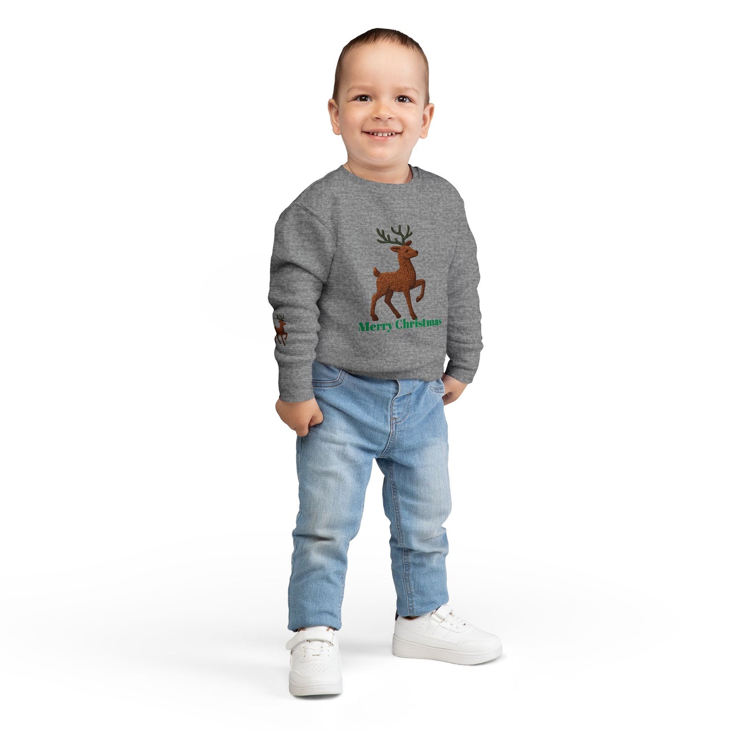 Merry Christmas Toddler Sweatshirt, Holiday Kids Clothing, Cute Reindeer Pullovers, Christmas Gift for Toddlers, Winter Wear