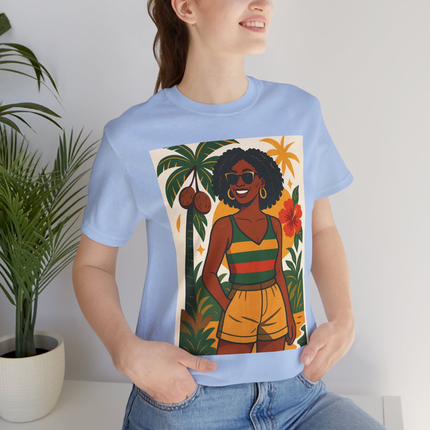 Tropical Graphic Tee for Summer Vibes, Beach Wear, Vacation Style, Graphic T-Shirt for Women, Summer Gift, Casual Outfit