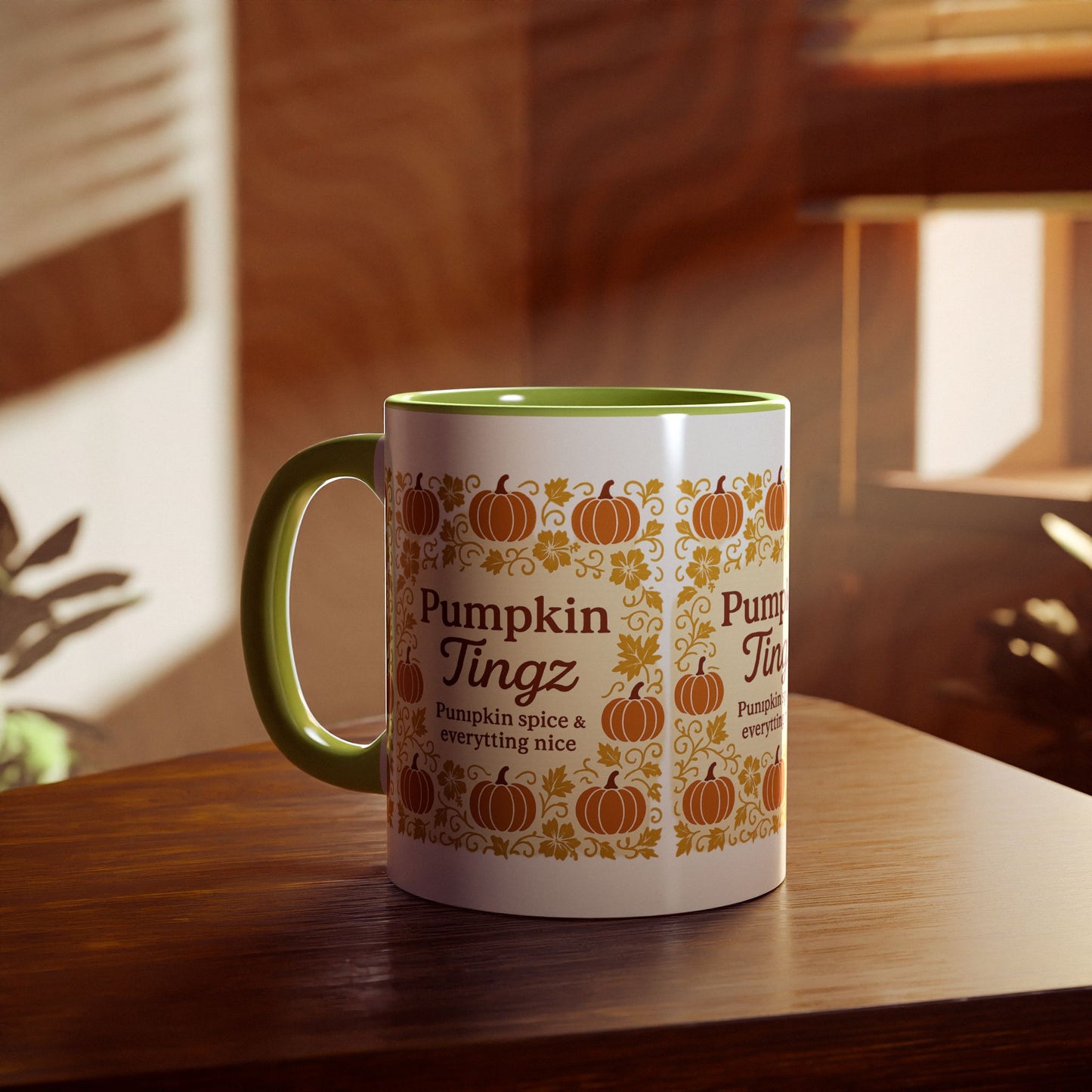 Pumpkin Spice Accent Mug - Fall Decor, Coffee Lovers Gift, Autumn Beverage Mug, Seasonal Kitchenware, Halloween Decor