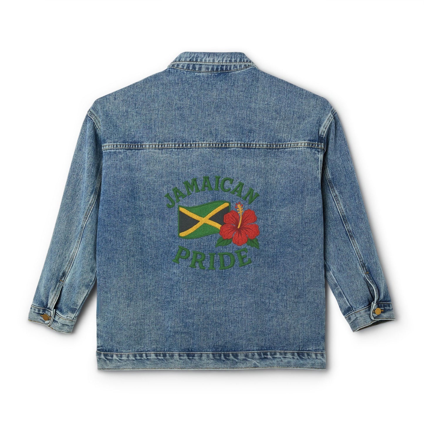 Jamaican Pride Women's Denim Jacket, Vintage Jean Jacket, Casual Summer Style, Trendy Gift for Her, Festival Wear, Travel Fashion