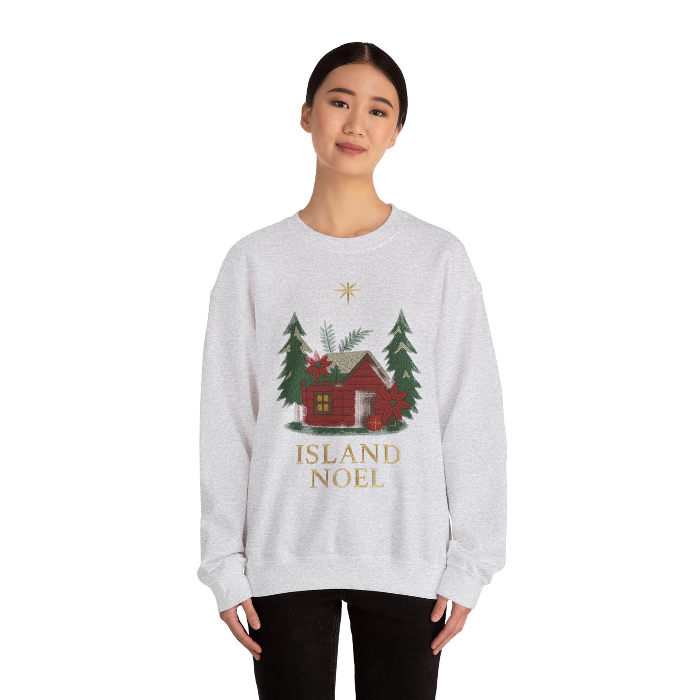 Cozy Holiday Sweatshirt - Island Noel Design, Unisex Christmas Crewneck, Winter Apparel, Gift for Him/Her, Seasonal Fashion