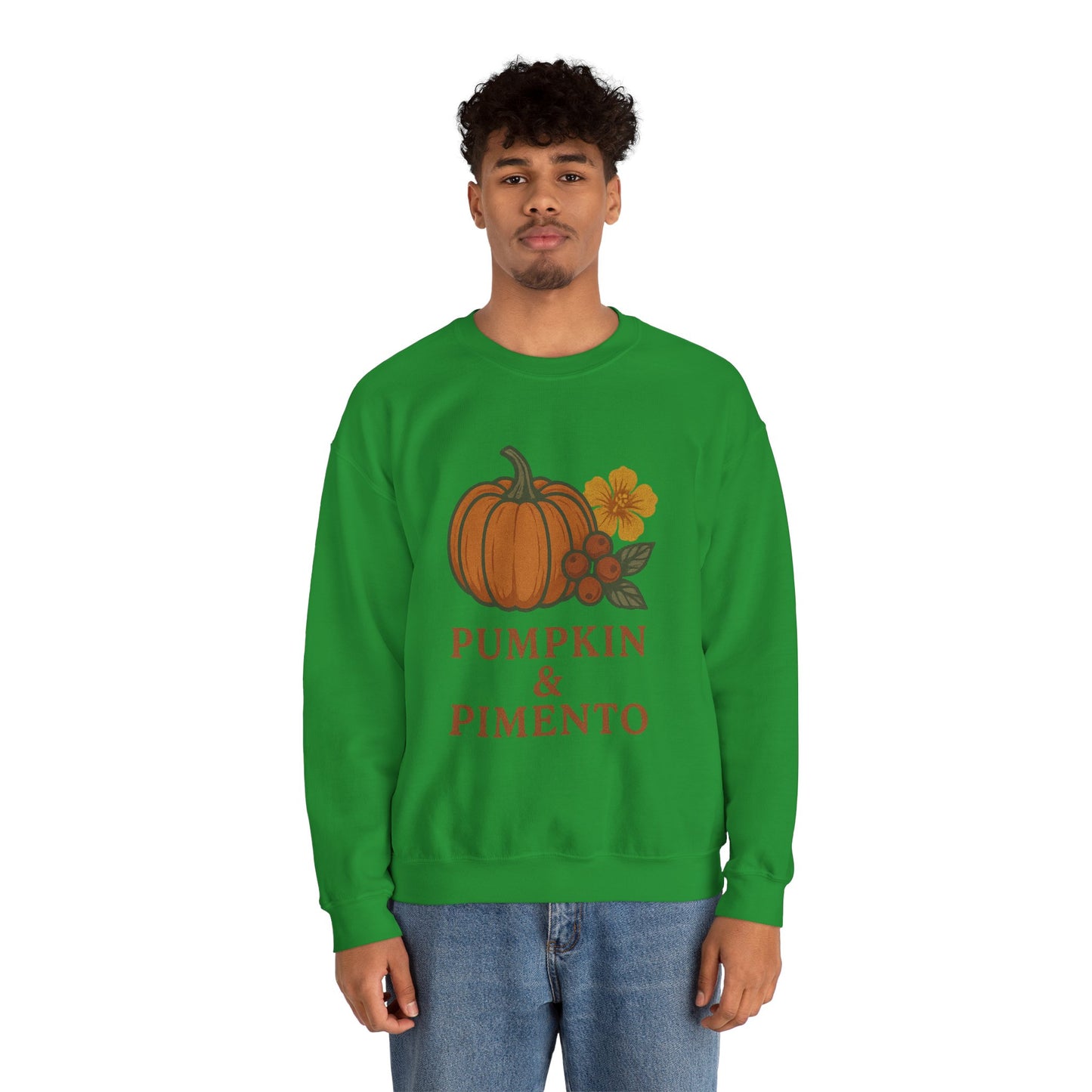 Pumpkin & Pimento Crewneck Sweatshirt, Cozy Fall Sweatshirt, Unisex Autumn Apparel, Thanksgiving Gift, Seasonal Fashion