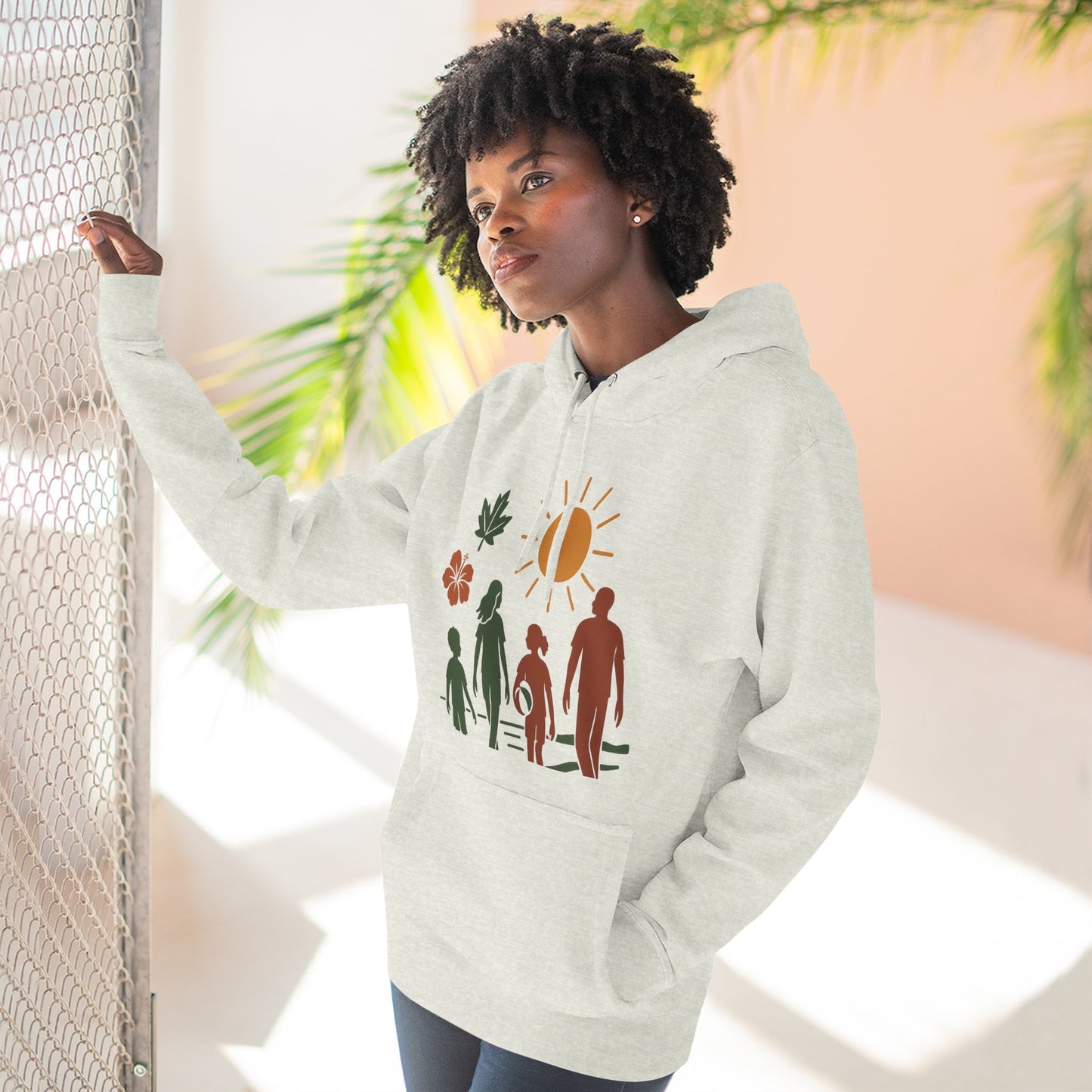 Family Bonding Three-Panel Hoodie, Cozy Family Artwork Fleece, Casual Family Gatherings Sweatshirt, Family Love Hooded Top, Gift for Parents