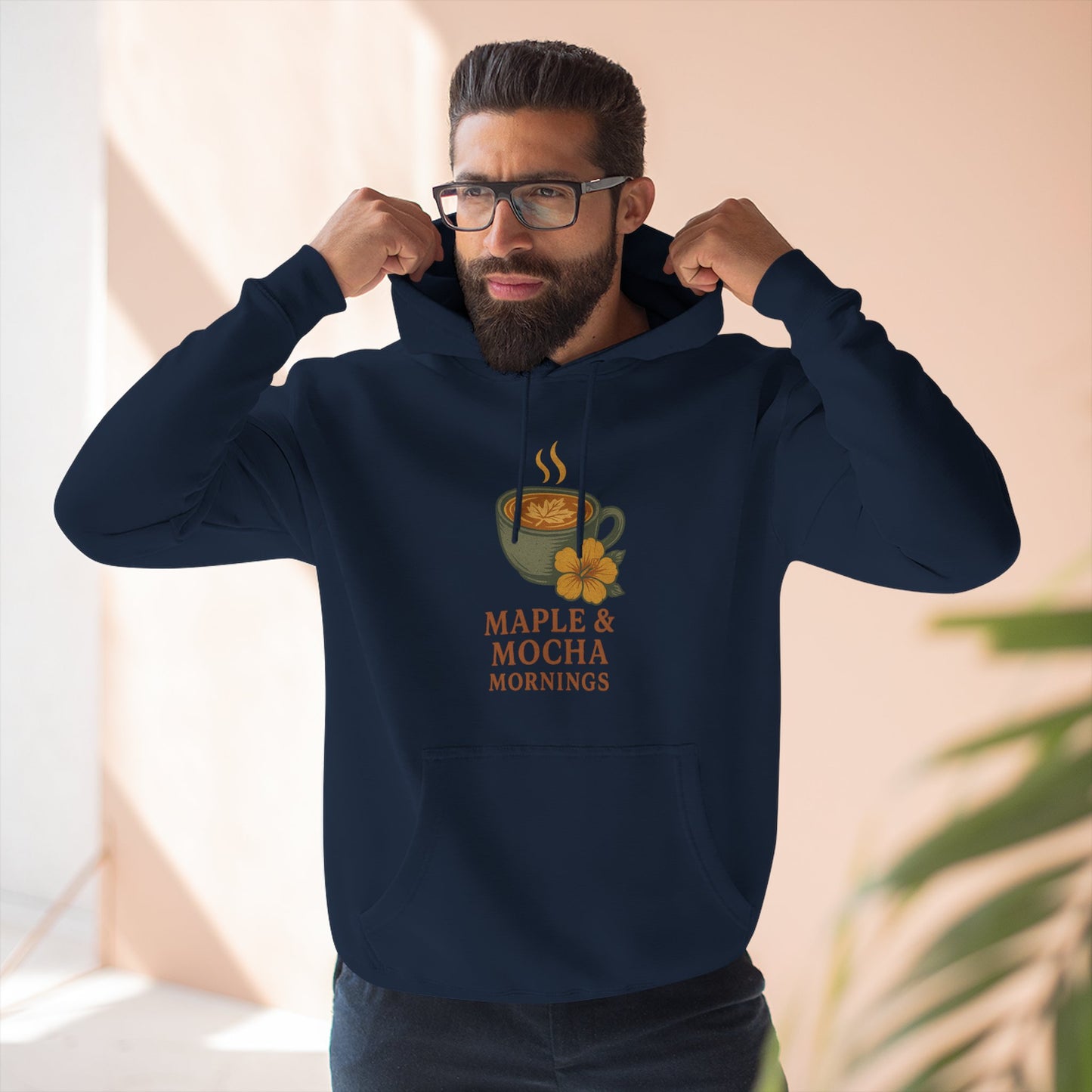 Cozy Maple & Mocha Fleece Hoodie, Perfect for Mornings, Autumn Fashion, Casualwear, Gift for Coffee Lovers