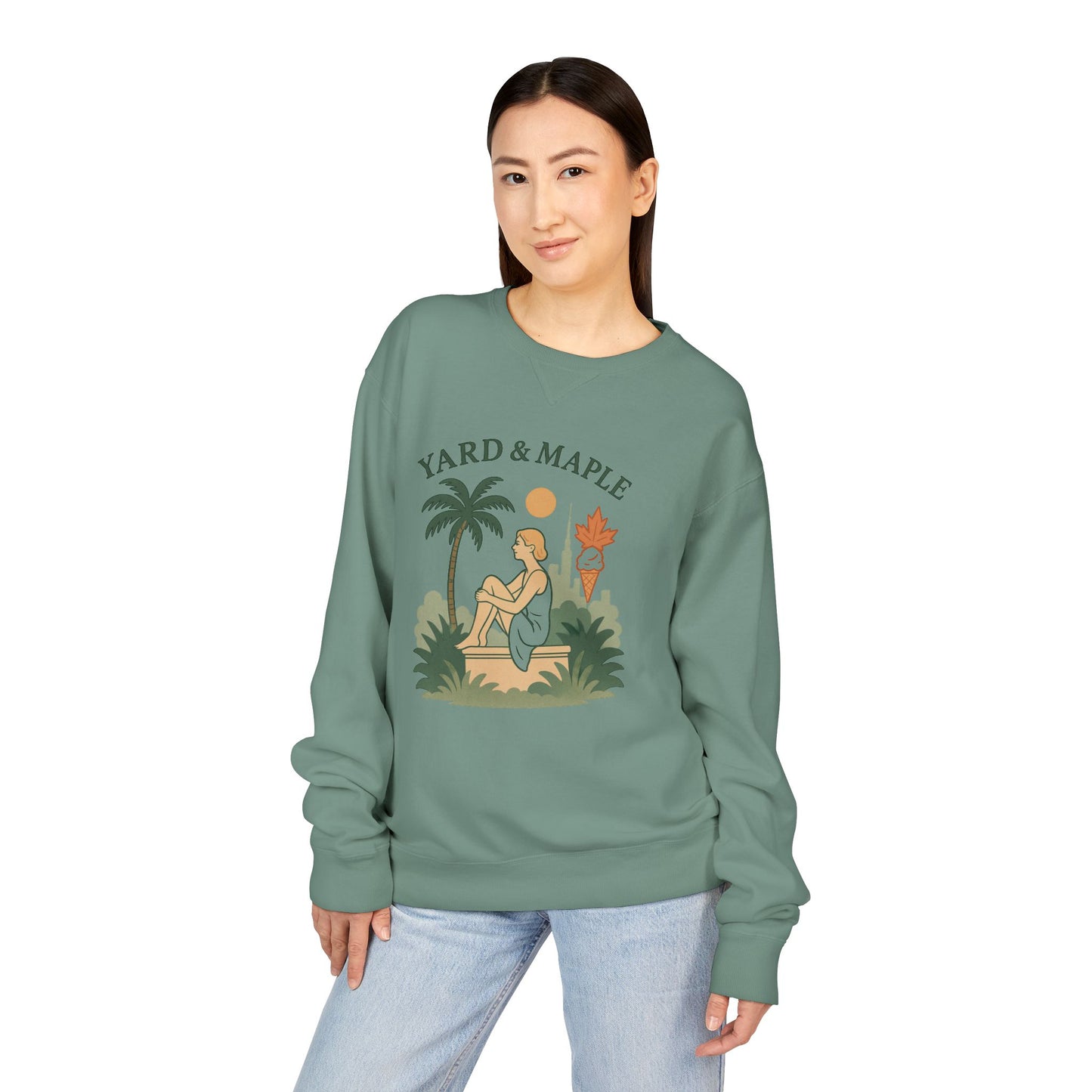 Yard & Maple Crewneck Sweatshirt, Cozy Sweatshirt, Unisex Apparel, Casual Wear, Summer Vibes, Gift for Him or Her
