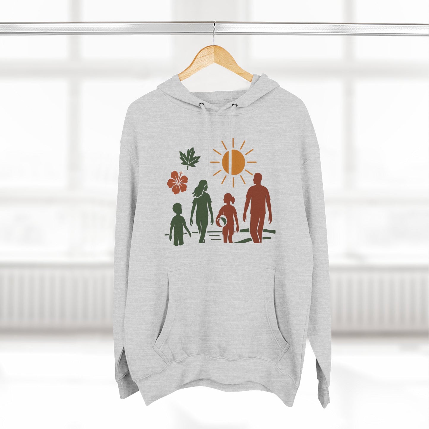 Family Bonding Three-Panel Hoodie, Cozy Family Artwork Fleece, Casual Family Gatherings Sweatshirt, Family Love Hooded Top, Gift for Parents