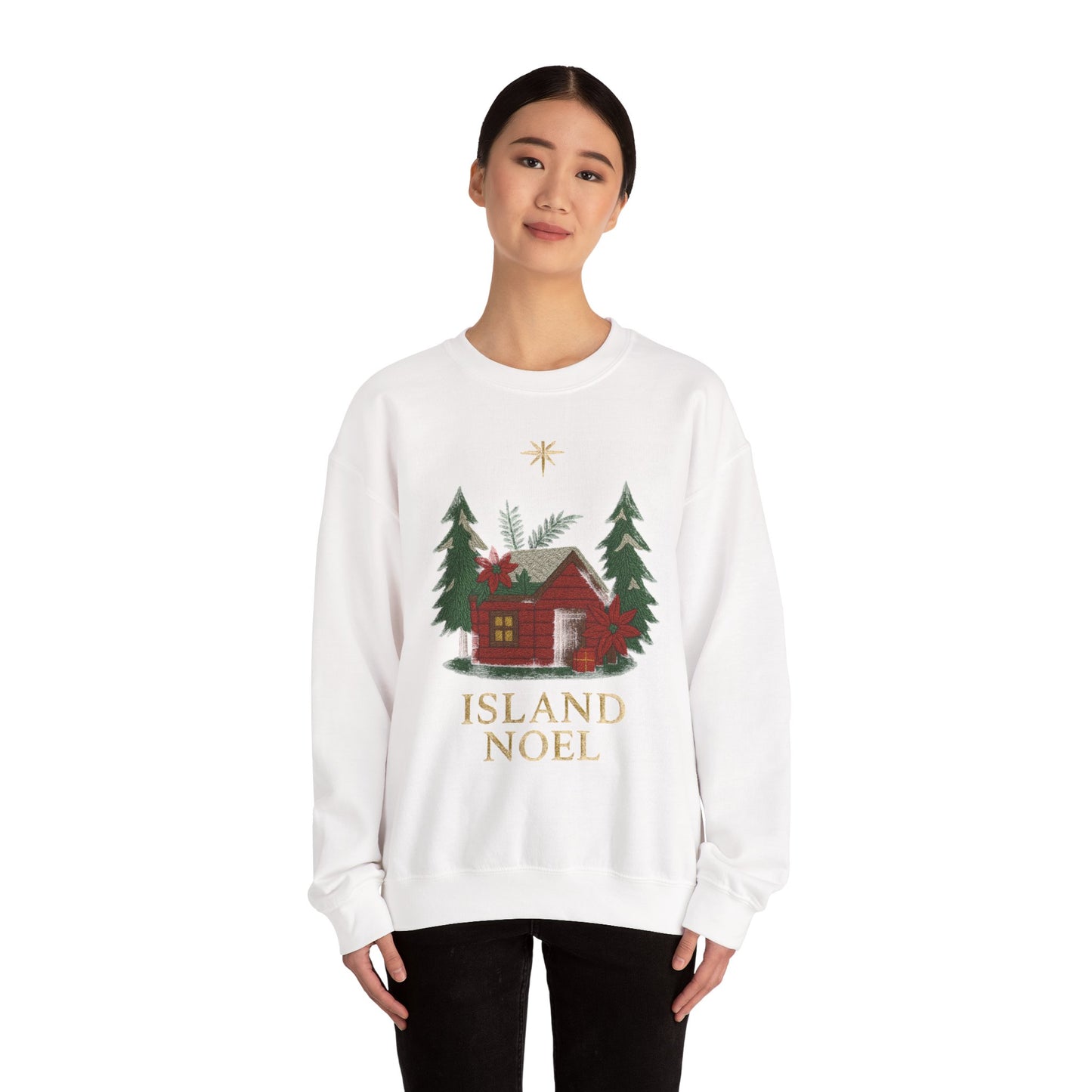 Cozy Holiday Sweatshirt - Island Noel Design, Unisex Christmas Crewneck, Winter Apparel, Gift for Him/Her, Seasonal Fashion