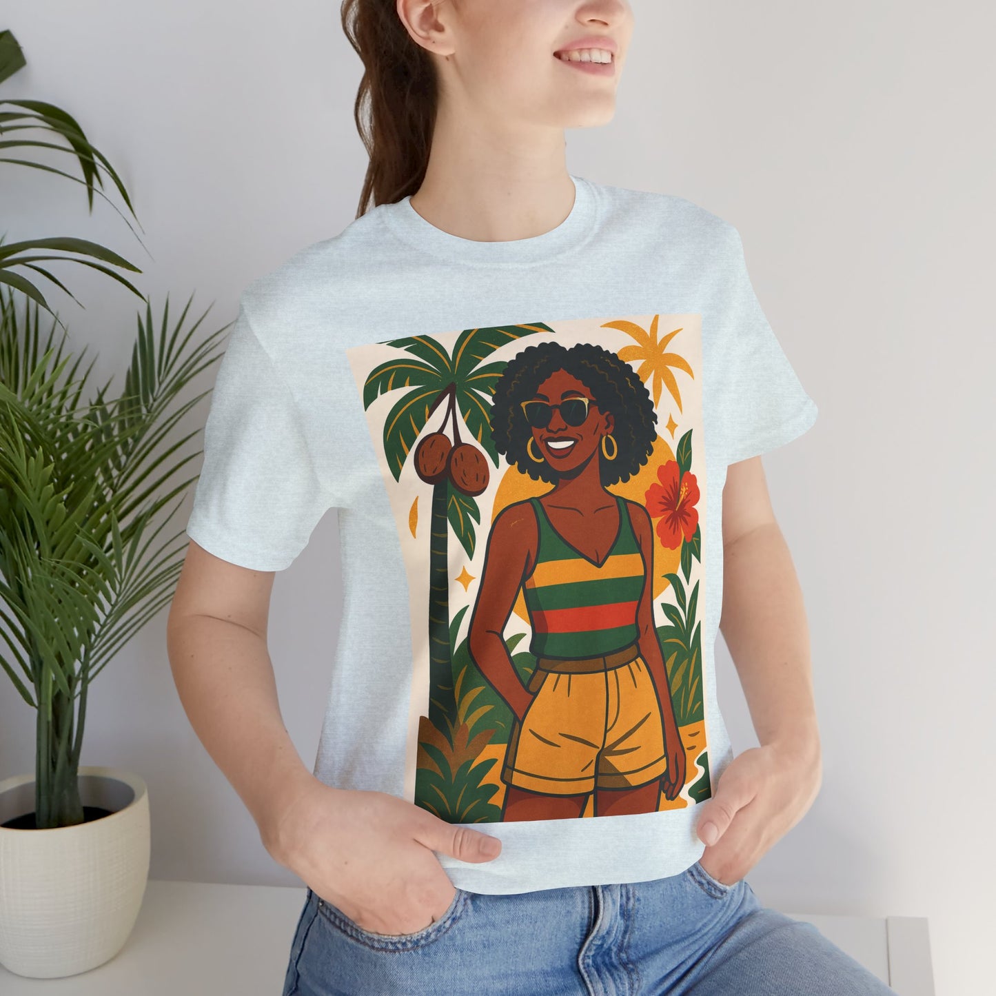 Tropical Graphic Tee for Summer Vibes, Beach Wear, Vacation Style, Graphic T-Shirt for Women, Summer Gift, Casual Outfit