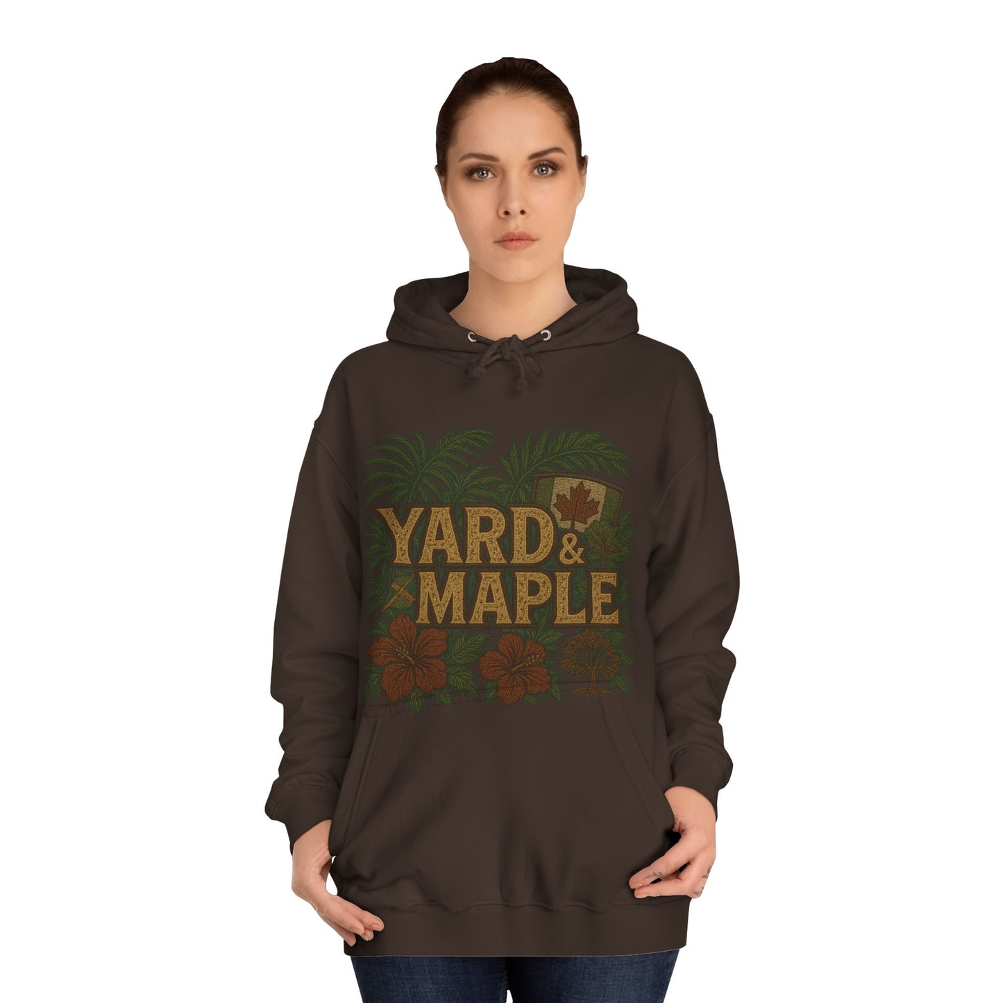Cozy Unisex College Hoodie - Yard & Maple, Casual Wear, Student Gift, Outdoor Activity Sweater, Fall Fashion