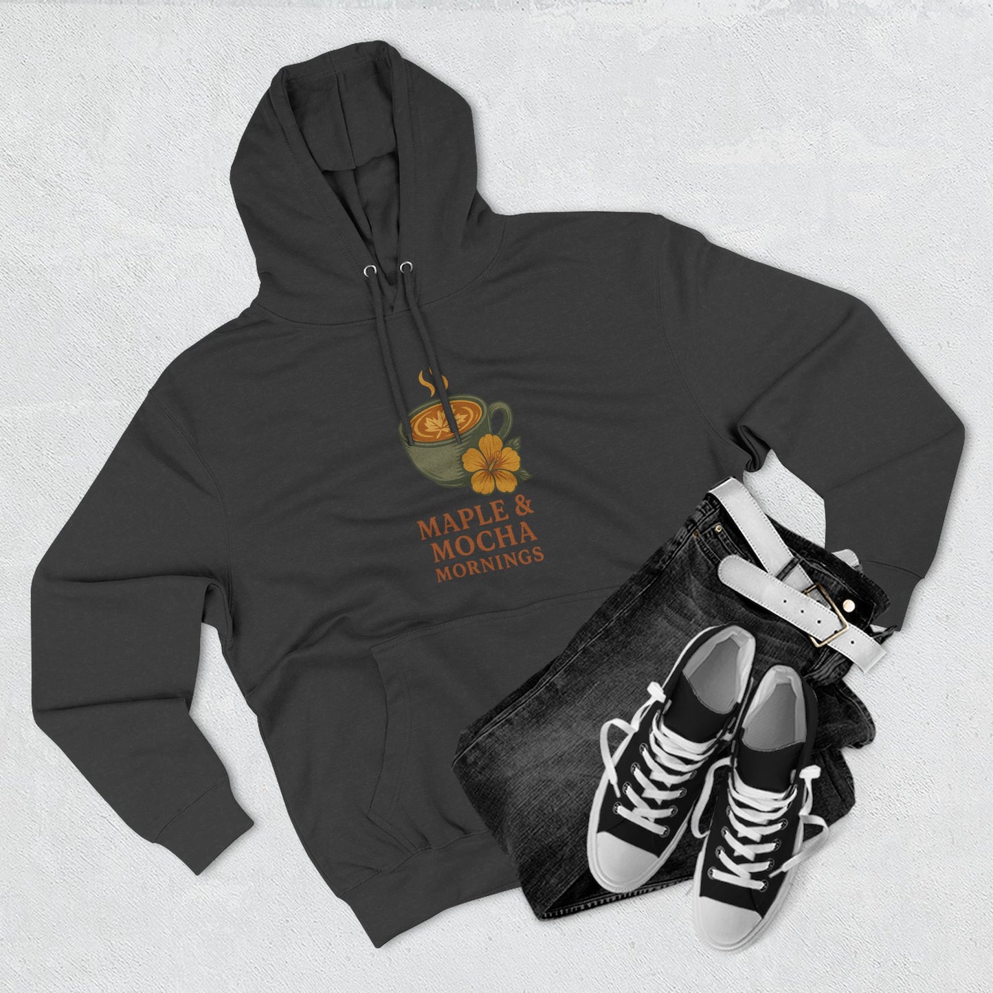 Cozy Maple & Mocha Fleece Hoodie, Perfect for Mornings, Autumn Fashion, Casualwear, Gift for Coffee Lovers