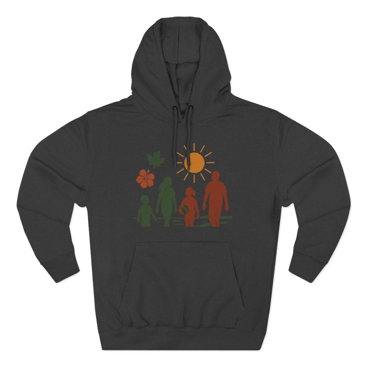 Family Bonding Three-Panel Hoodie, Cozy Family Artwork Fleece, Casual Family Gatherings Sweatshirt, Family Love Hooded Top, Gift for Parents