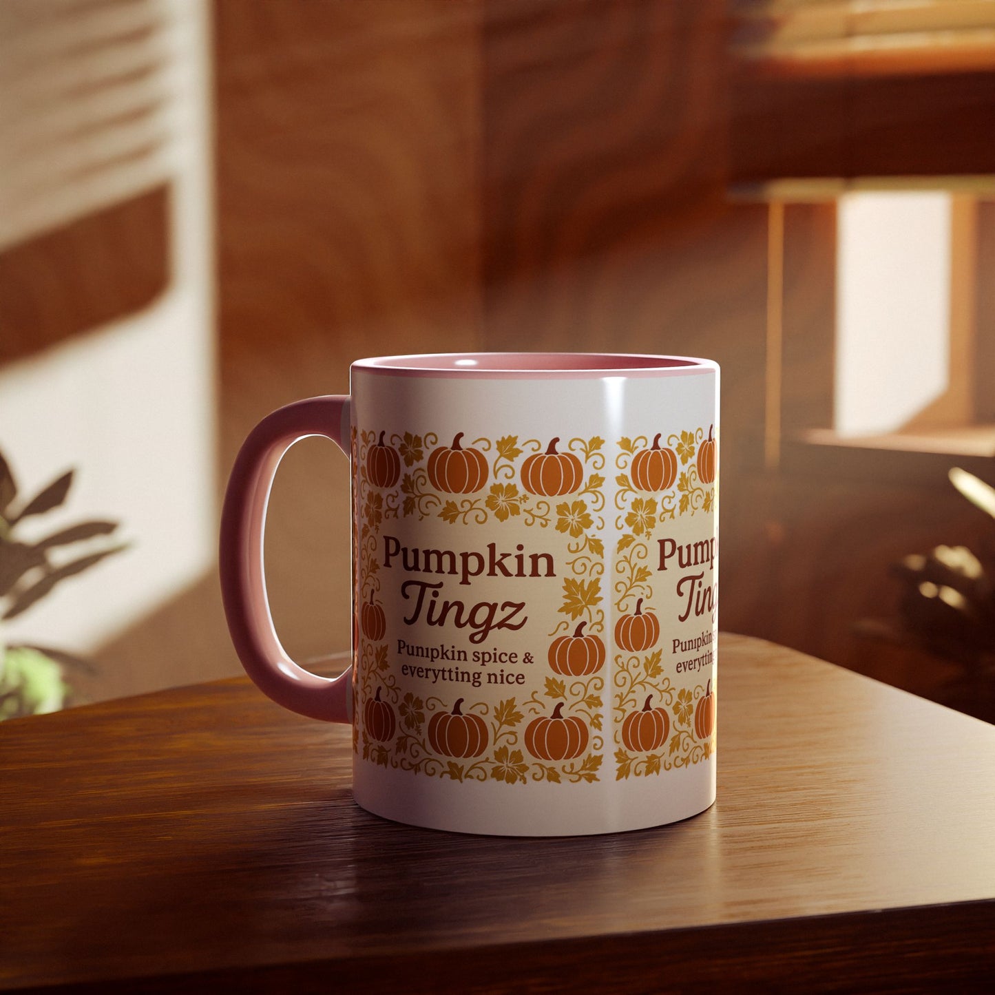 Pumpkin Spice Accent Mug - Fall Decor, Coffee Lovers Gift, Autumn Beverage Mug, Seasonal Kitchenware, Halloween Decor