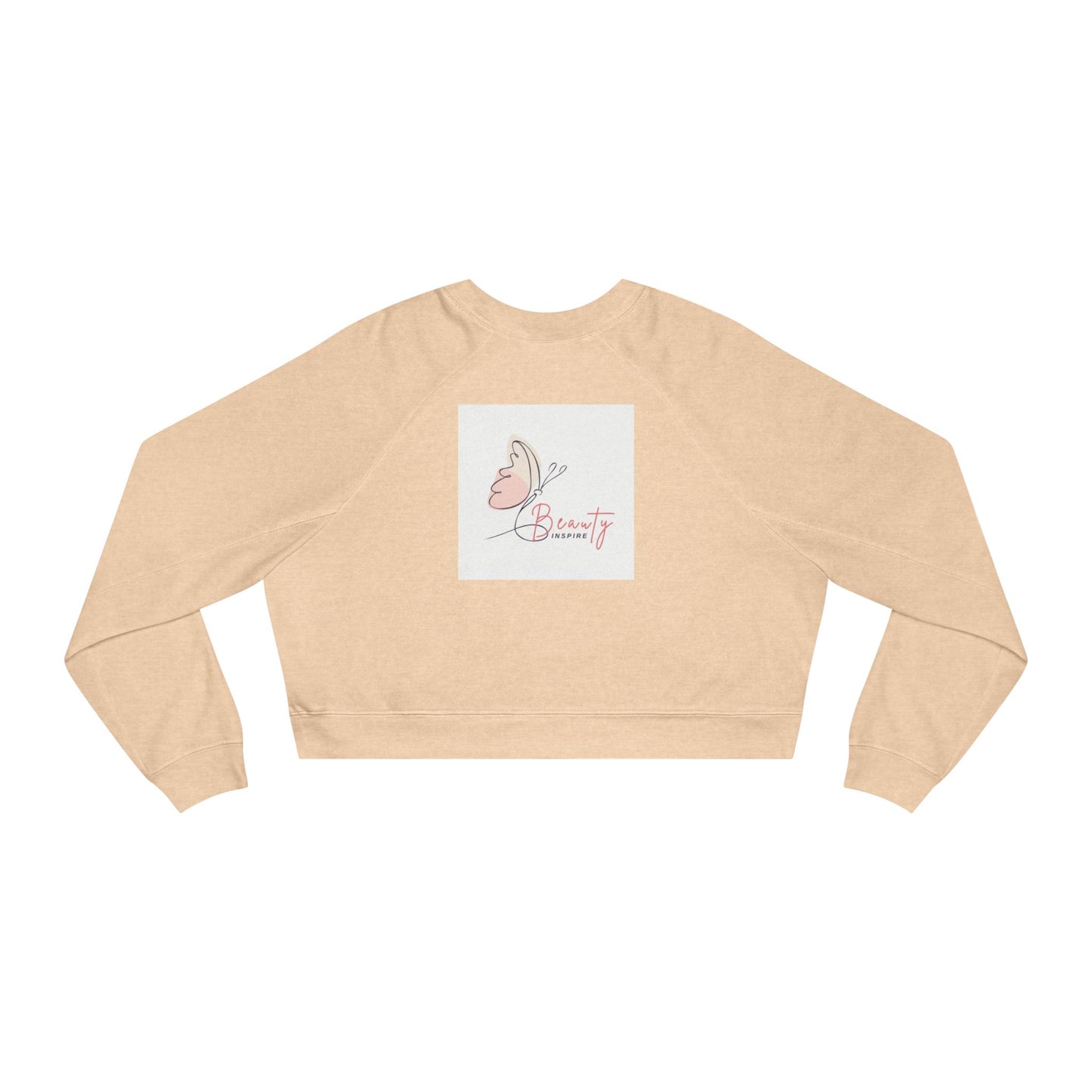 Women's Fleece Crop Pullover - Butterfly Design, Cozy Sweatshirt, Spring Fashion, Gift for Her, Casual Wear, Cute Layering Piece