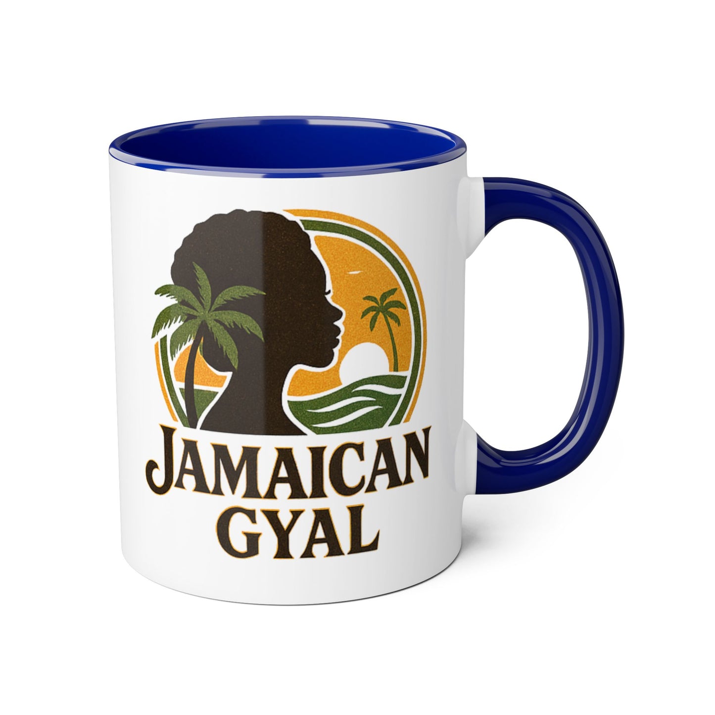 Jamaican Gyal Accent Mug, 11oz Coffee Cup, African Heritage Gift, Tropical Drinkware, Caribbean Inspiration, Black Woman Art