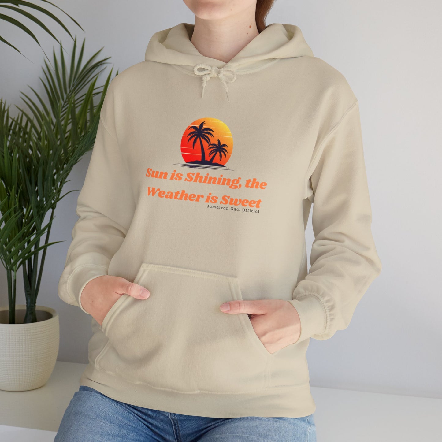 Sunshine Vibes Hoodie: Unisex Heavy Blend Sweatshirt with Tropical Design, Perfect for Summer, Beach Days, Casual Wear, Gifts