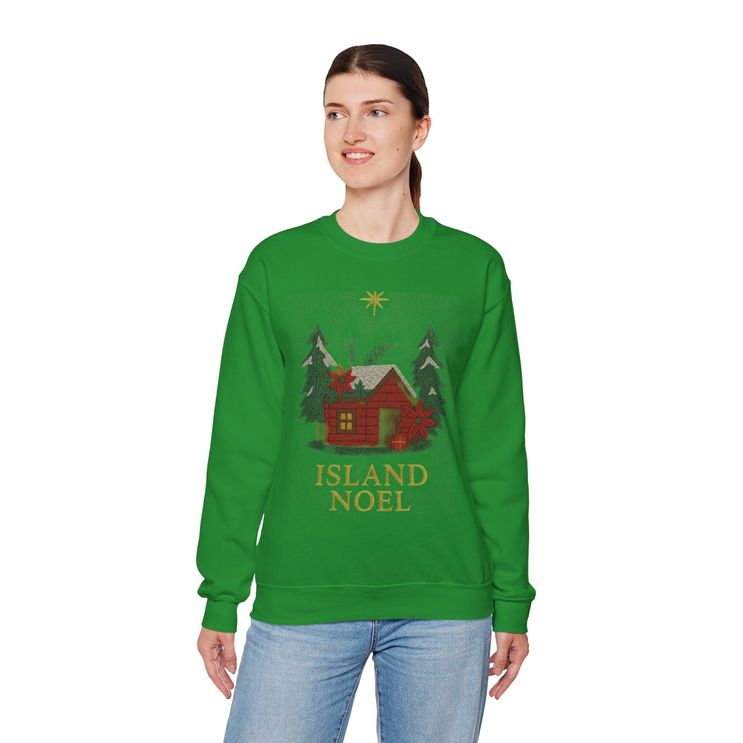 Cozy Holiday Sweatshirt - Island Noel Design, Unisex Christmas Crewneck, Winter Apparel, Gift for Him/Her, Seasonal Fashion