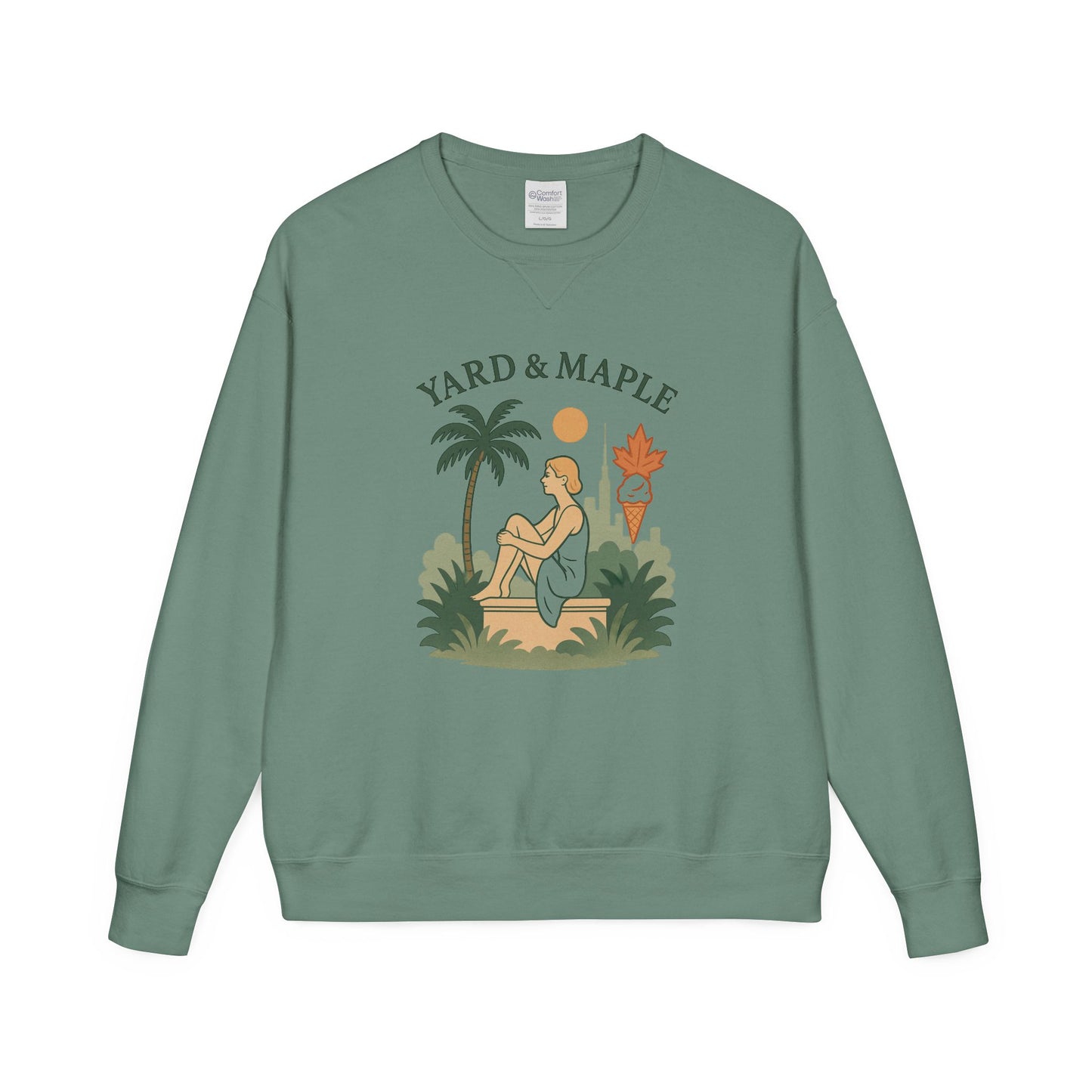Yard & Maple Crewneck Sweatshirt, Cozy Sweatshirt, Unisex Apparel, Casual Wear, Summer Vibes, Gift for Him or Her