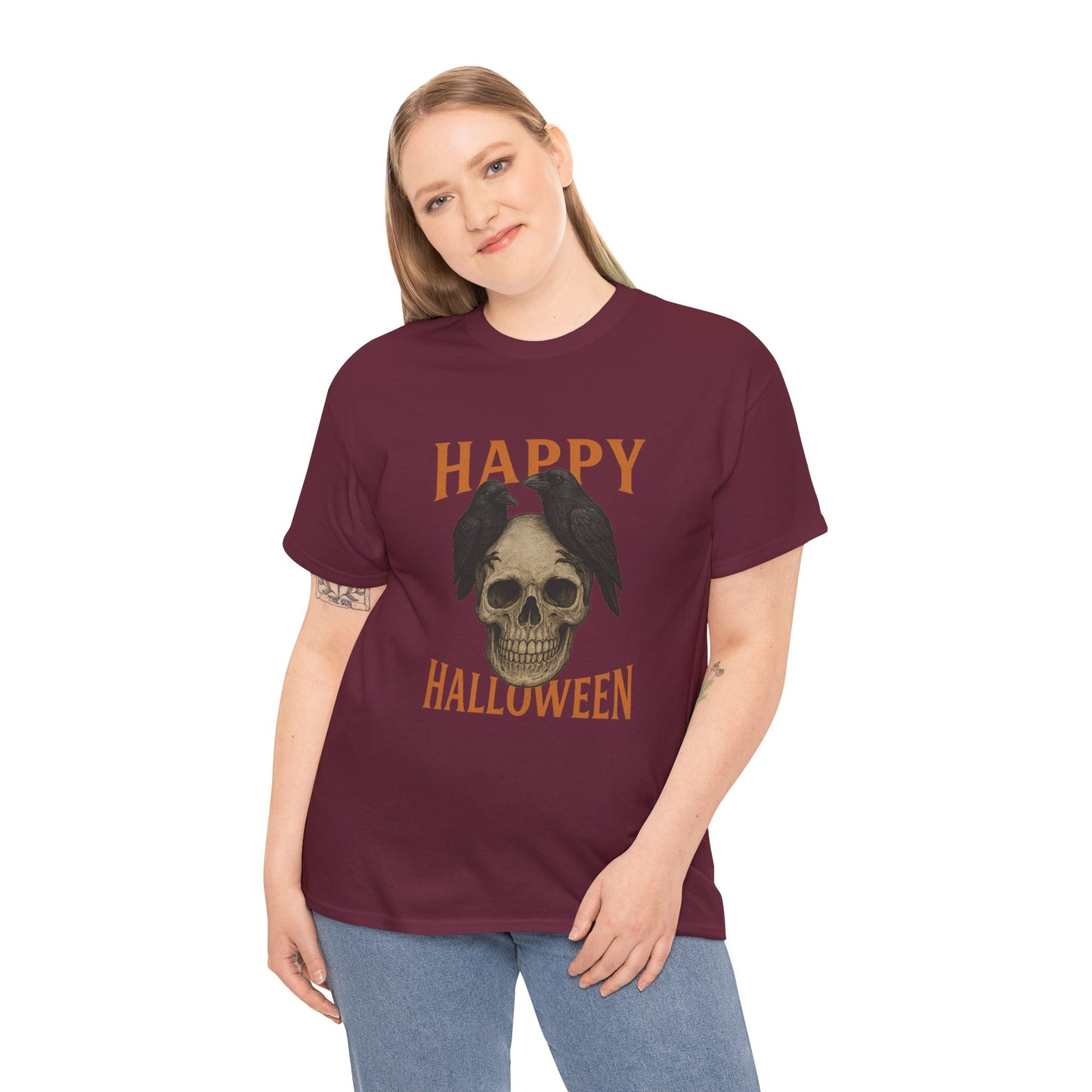 Halloween Skull Unisex Cotton Tee, Spooky T-Shirt, October Fashion, Costume Party Wear, Fall Celebration Shirt