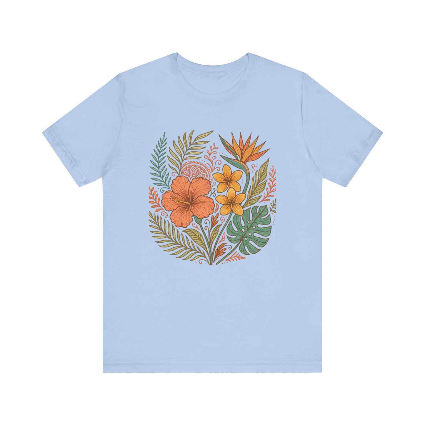Floral Patterned Unisex Tee - Botanical Style, Summer Wardrobe Essential, Nature Lover Gift, Casual Wear, Eco-Friendly Fashion