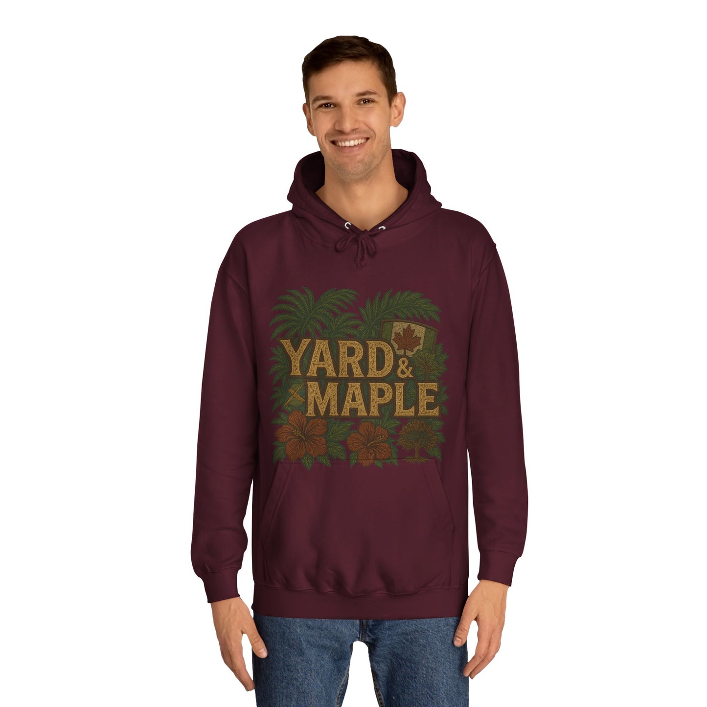 Cozy Unisex College Hoodie - Yard & Maple, Casual Wear, Student Gift, Outdoor Activity Sweater, Fall Fashion
