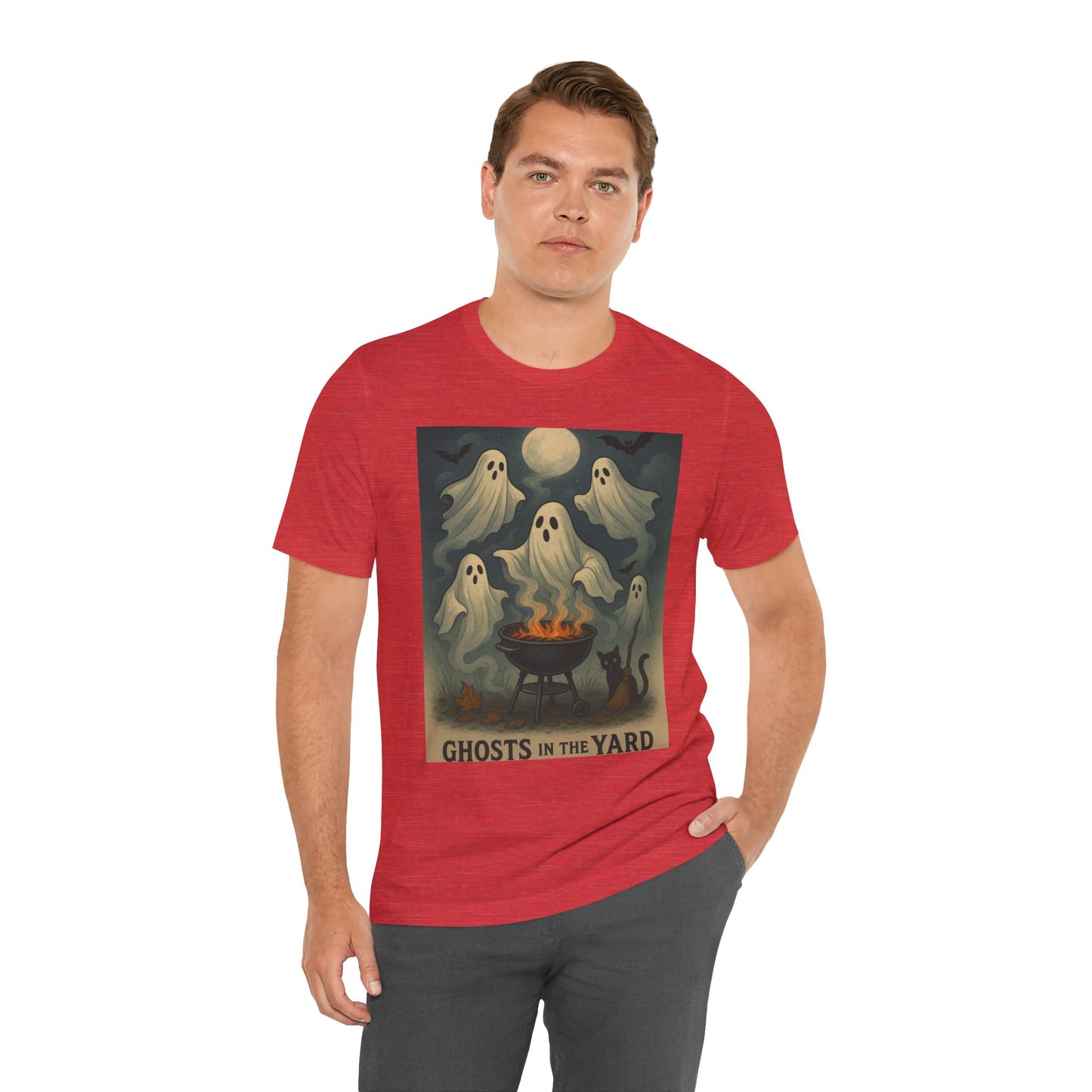 Ghosts in the Yard Tee - Spooky Unisex Short Sleeve Shirt, Halloween Shirt, Ghost Design, Casual Halloween Wear, Gift for Ghost Lovers