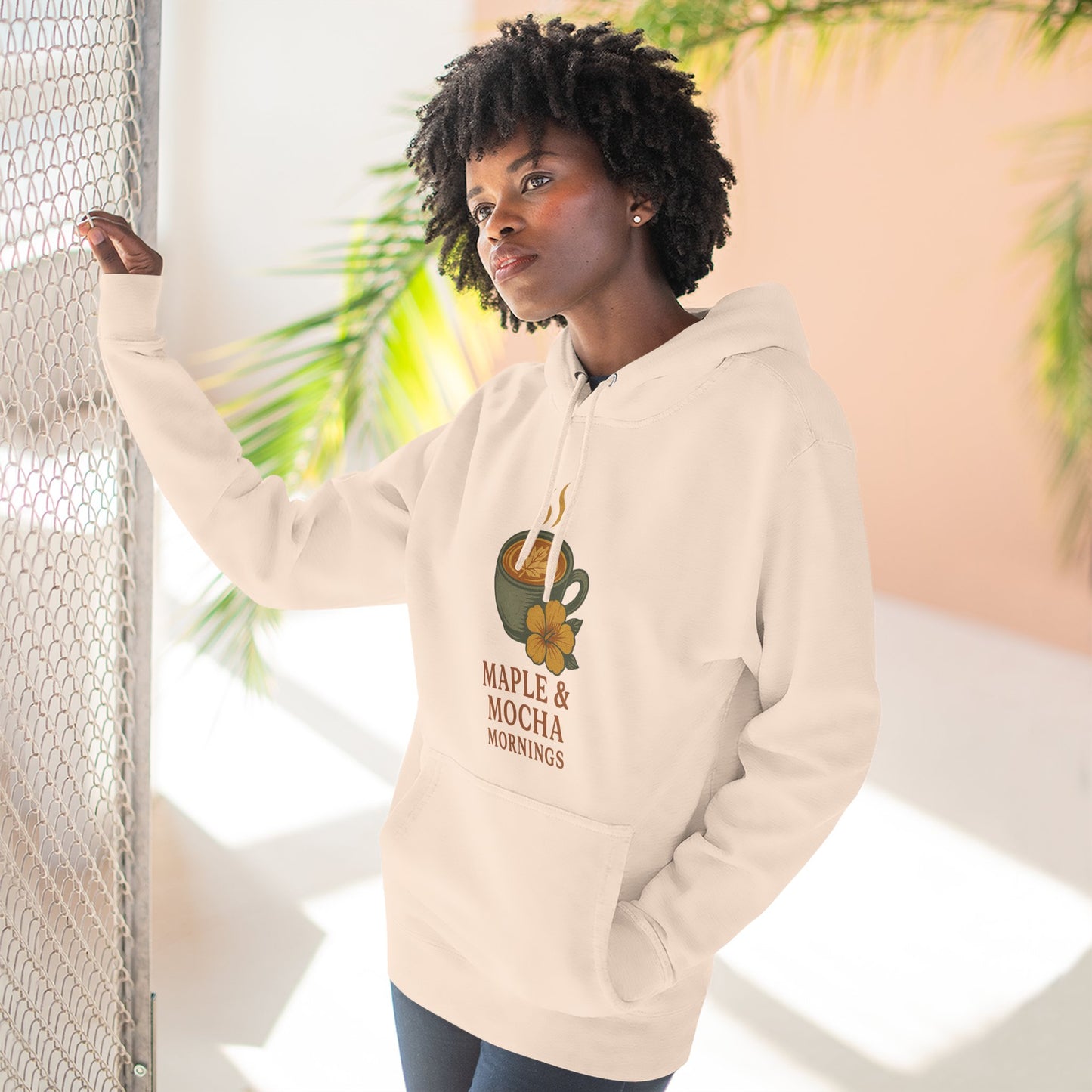 Cozy Maple & Mocha Fleece Hoodie, Perfect for Mornings, Autumn Fashion, Casualwear, Gift for Coffee Lovers