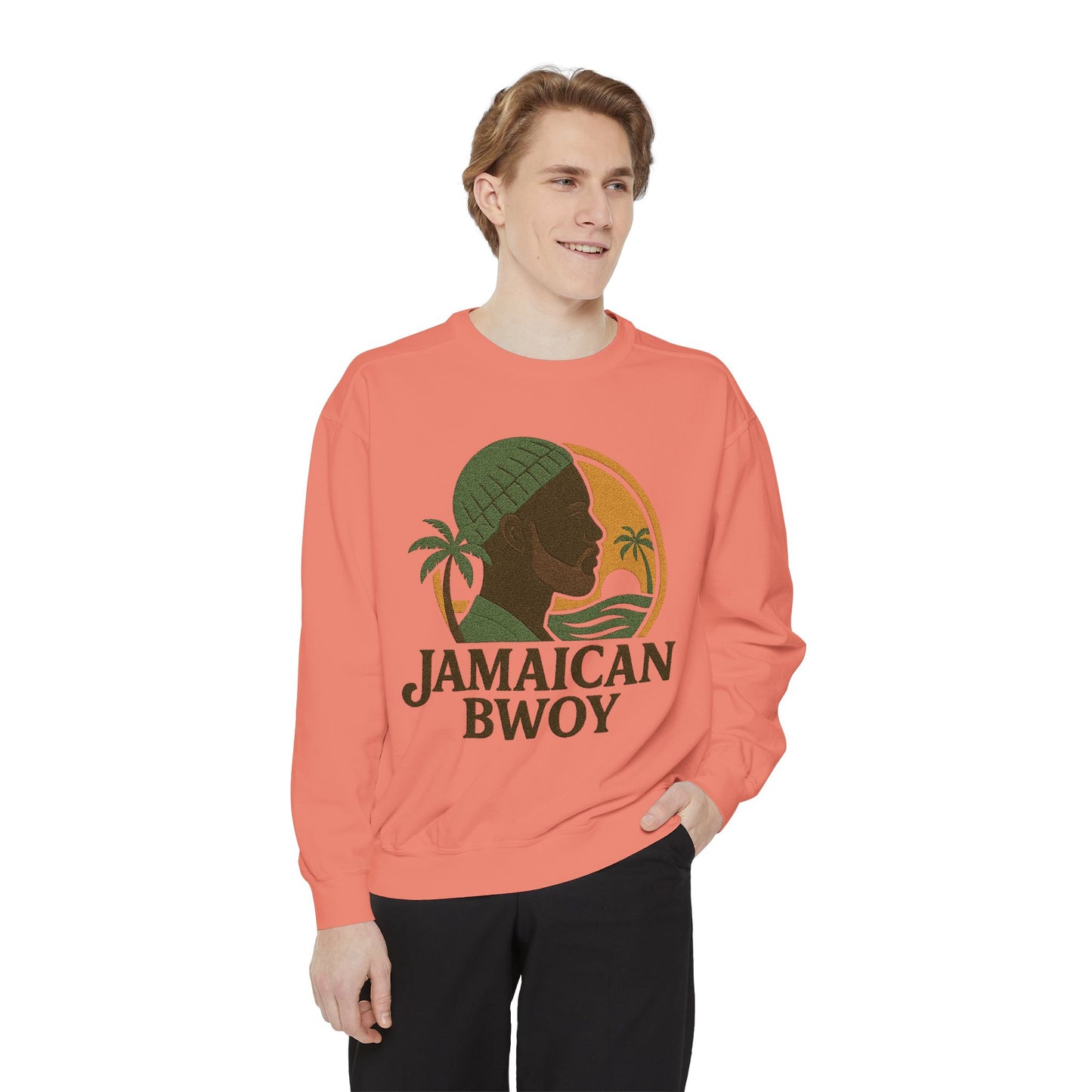 Jamaican Bwoy Sweatshirt, Cozy Unisex Pullover, Streetwear Style, Perfect Gift for Reggae Lovers, Summer Vibes Apparel, Gift for Him/Her