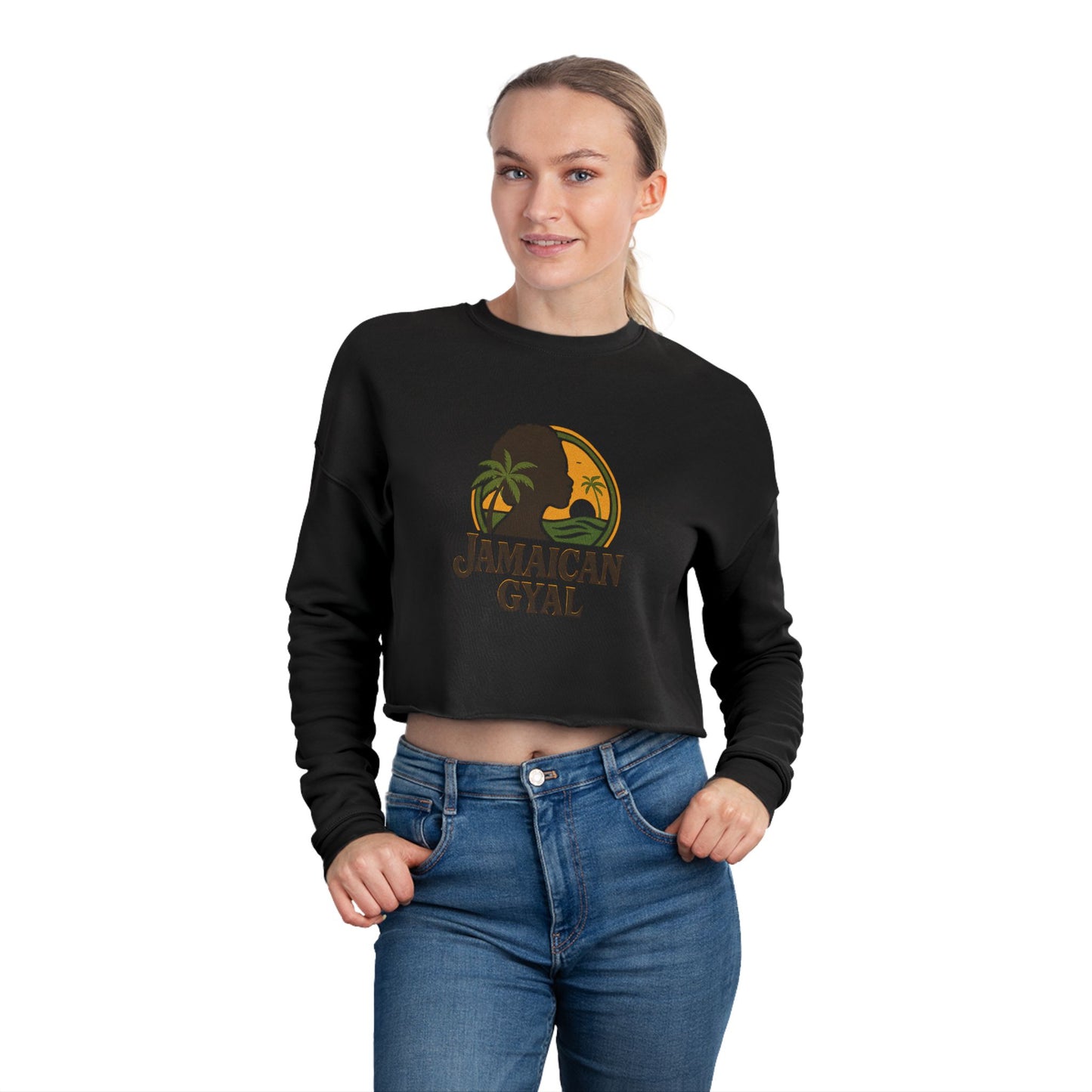 Jamaican Gyal Women's Cropped Sweatshirt | Trendy Spring Style, Perfect for Beach Days, Travel, or Casual Outfits, Gift for Friends