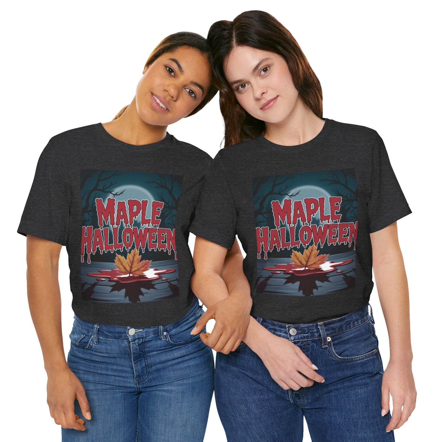 Maple Halloween Tee - Spooky Unisex Jersey Short Sleeve T-Shirt for Autumn Celebrations, Halloween Parties, Fall Fashion, Unique Gift