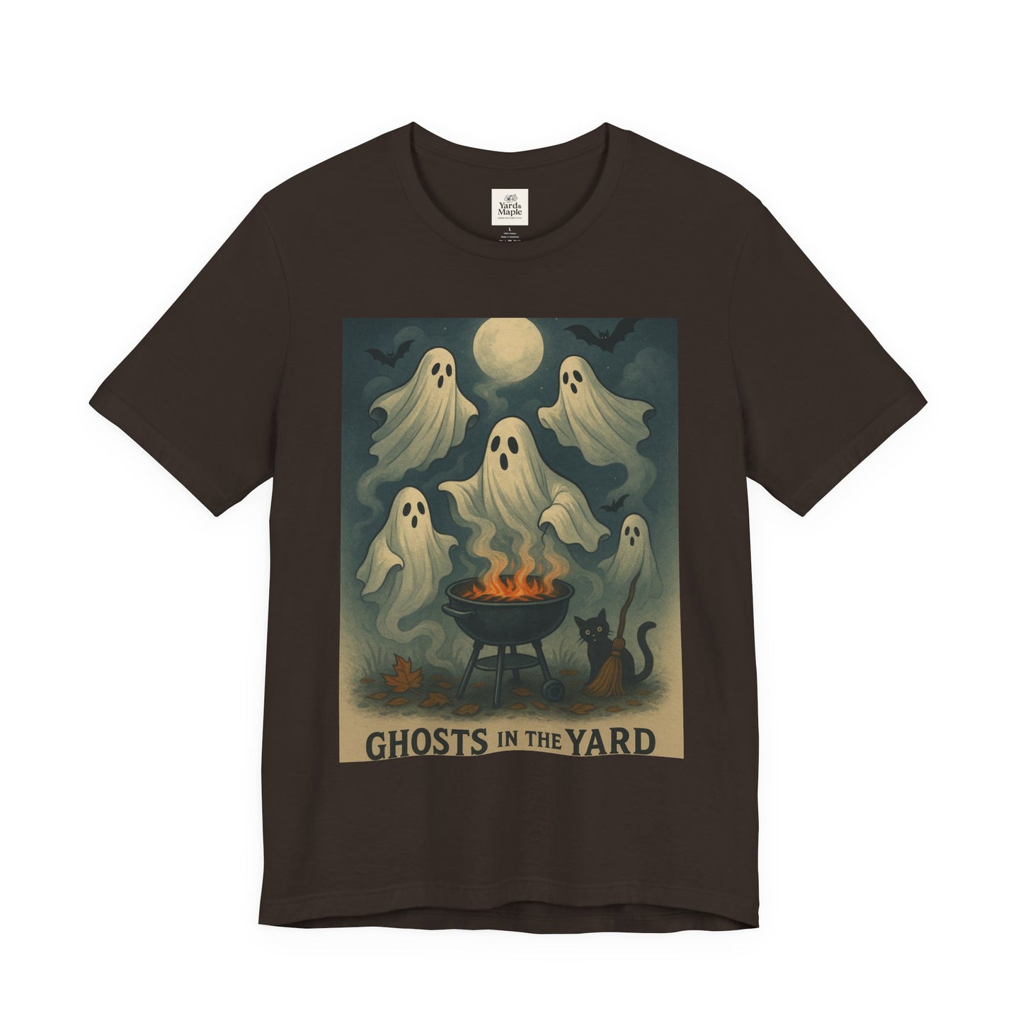 Ghosts in the Yard Tee - Spooky Unisex Short Sleeve Shirt, Halloween Shirt, Ghost Design, Casual Halloween Wear, Gift for Ghost Lovers