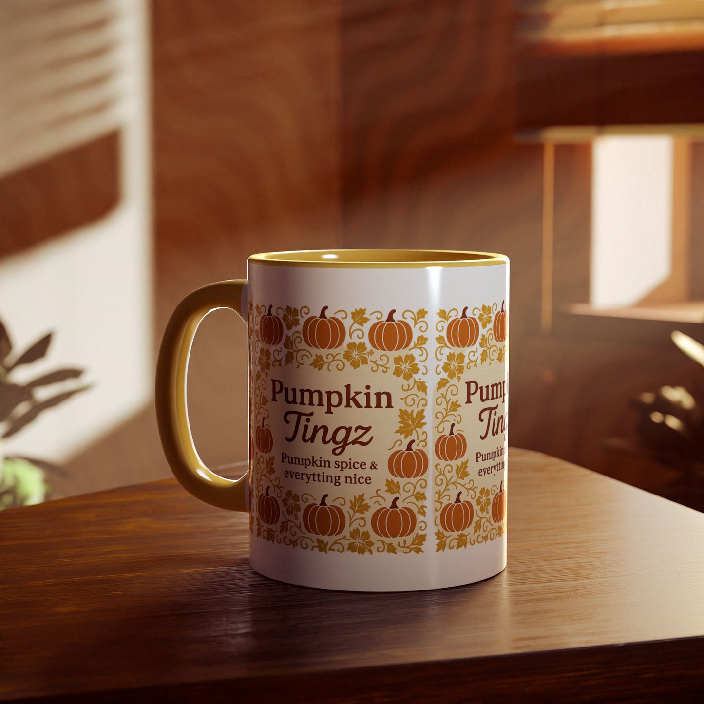 Pumpkin Spice Accent Mug - Fall Decor, Coffee Lovers Gift, Autumn Beverage Mug, Seasonal Kitchenware, Halloween Decor