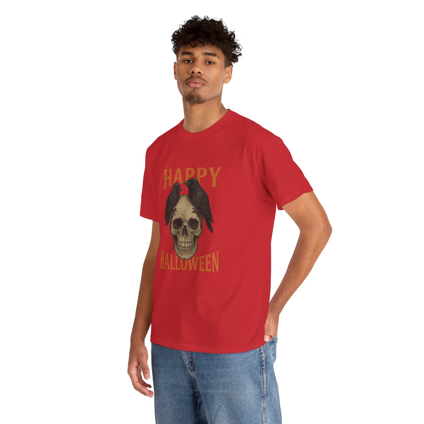Halloween Skull Unisex Cotton Tee, Spooky T-Shirt, October Fashion, Costume Party Wear, Fall Celebration Shirt