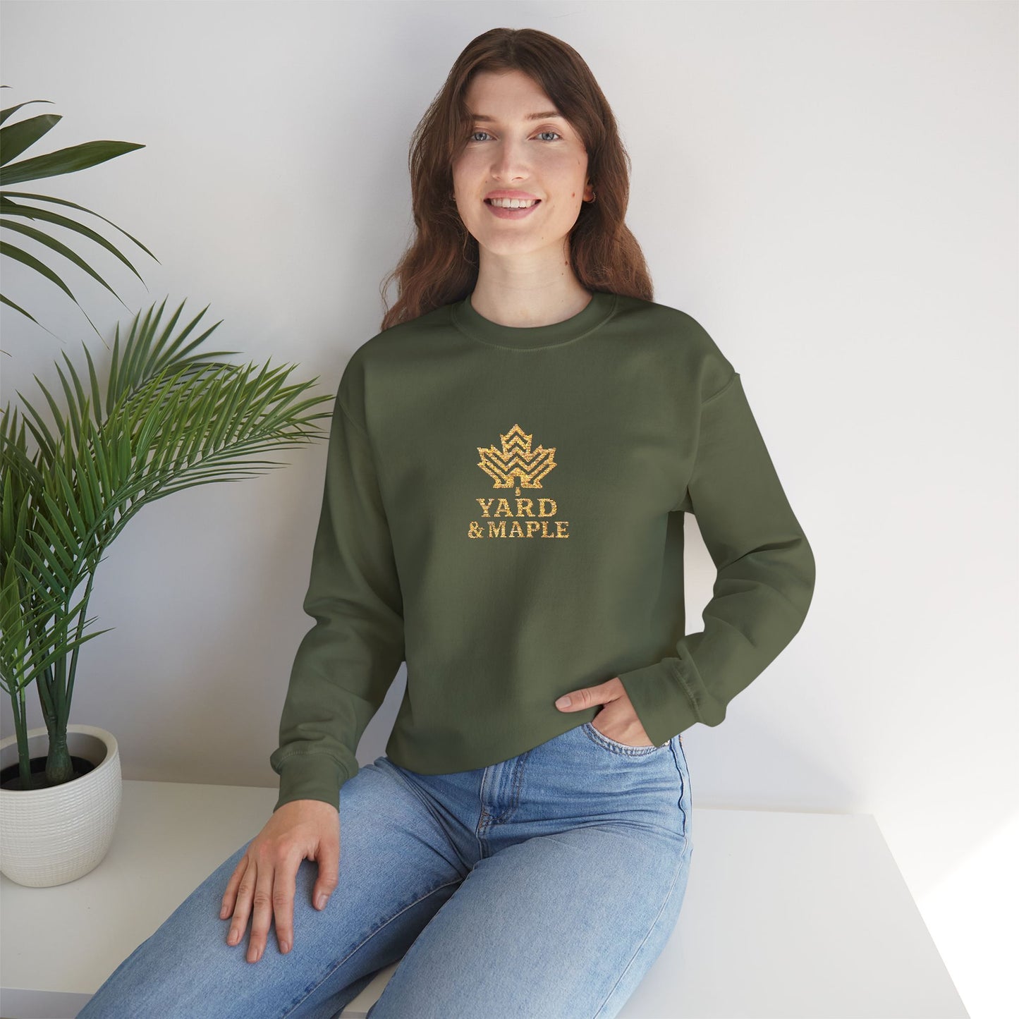 Cozy Unisex Crewneck Sweatshirt with Embroidered Leaf Design, Perfect for Fall, Thanksgiving, Casual Outings, Friends and Family Gatherings, Gifts