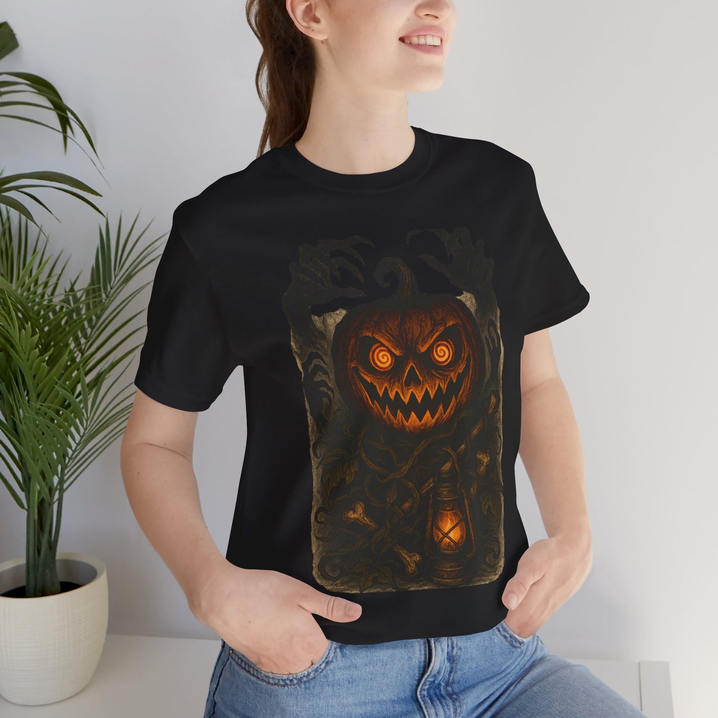 Halloween Pumpkin Tee, Unisex Jersey Short Sleeve Shirt, Fall Festival Apparel, Spooky T-Shirt, Trick or Treat Gift, Autumn Vibes