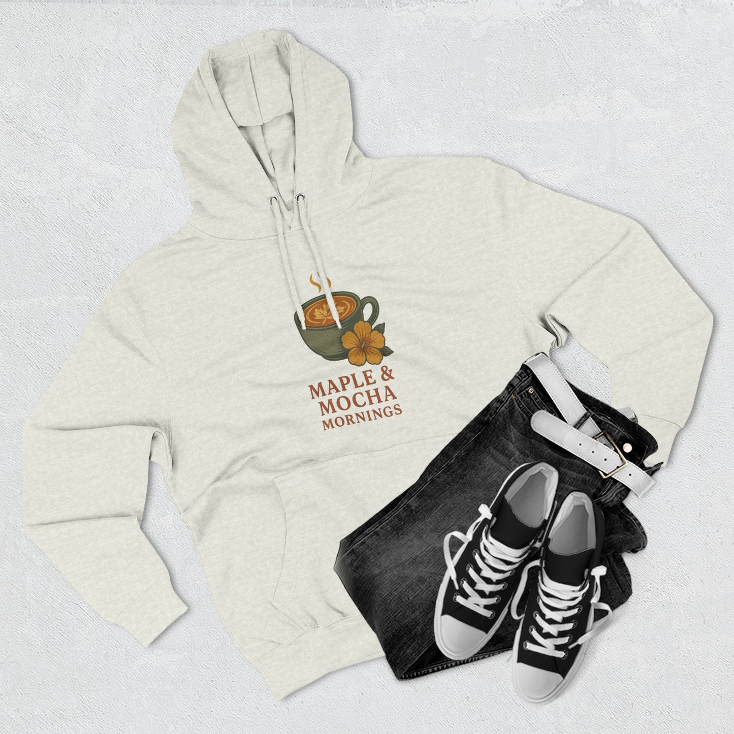 Cozy Maple & Mocha Fleece Hoodie, Perfect for Mornings, Autumn Fashion, Casualwear, Gift for Coffee Lovers