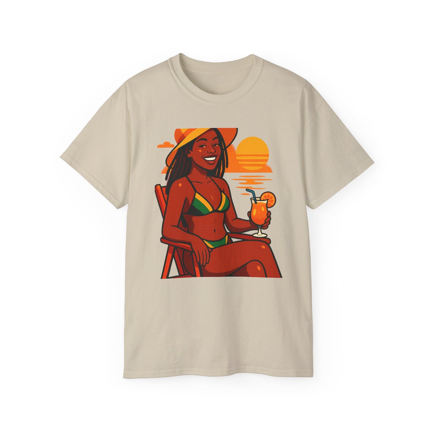 Vibrant Summer Vibes Unisex Tee | Beach Lover Gift, Relaxation Shirt, Vacation Wear, Tropical Art Tee, Summer Party Outfit