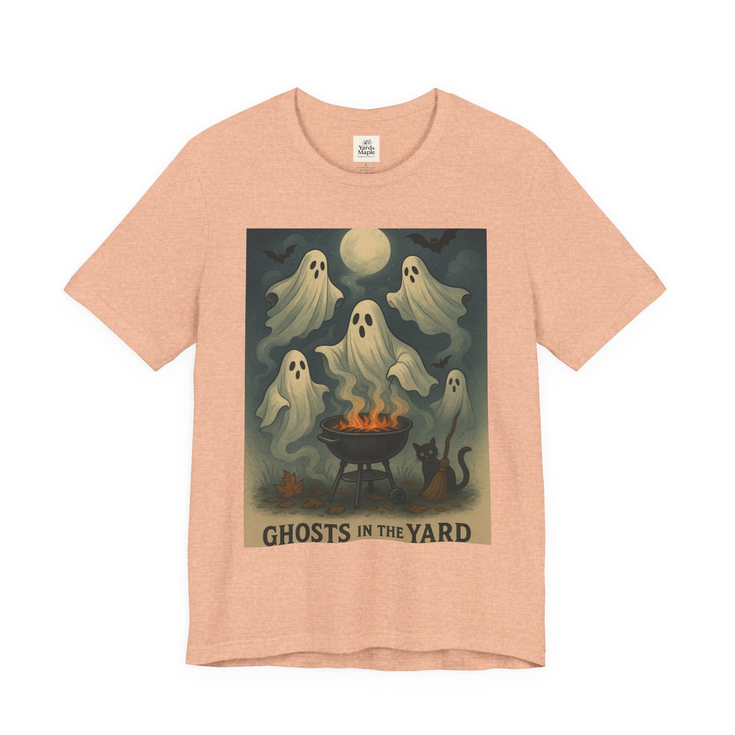 Ghosts in the Yard Tee - Spooky Unisex Short Sleeve Shirt, Halloween Shirt, Ghost Design, Casual Halloween Wear, Gift for Ghost Lovers